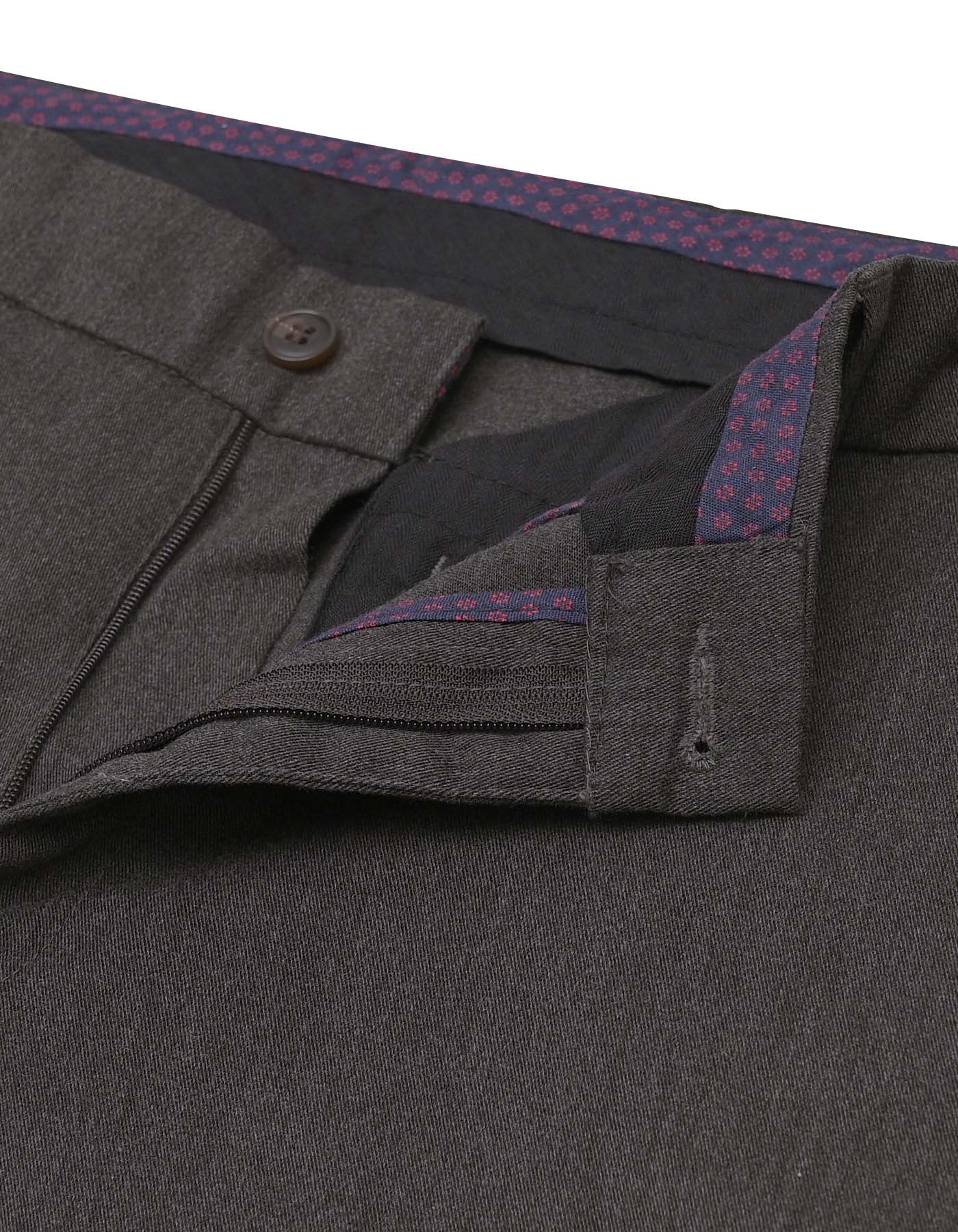 D Grey Texture Classic Fit Cotton Trouser - Image 2