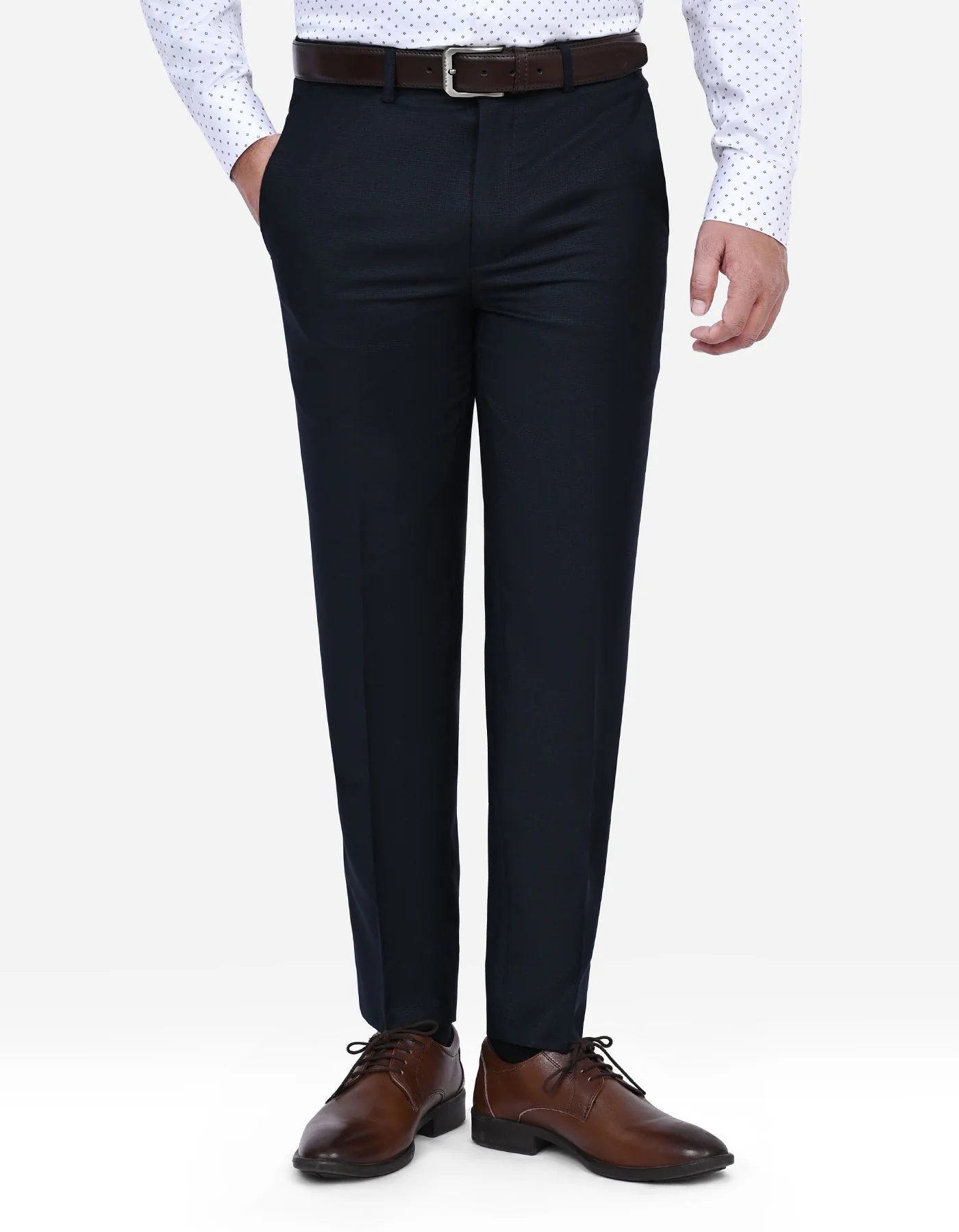 D Grey Texture Smart Fit Formal Trouser
