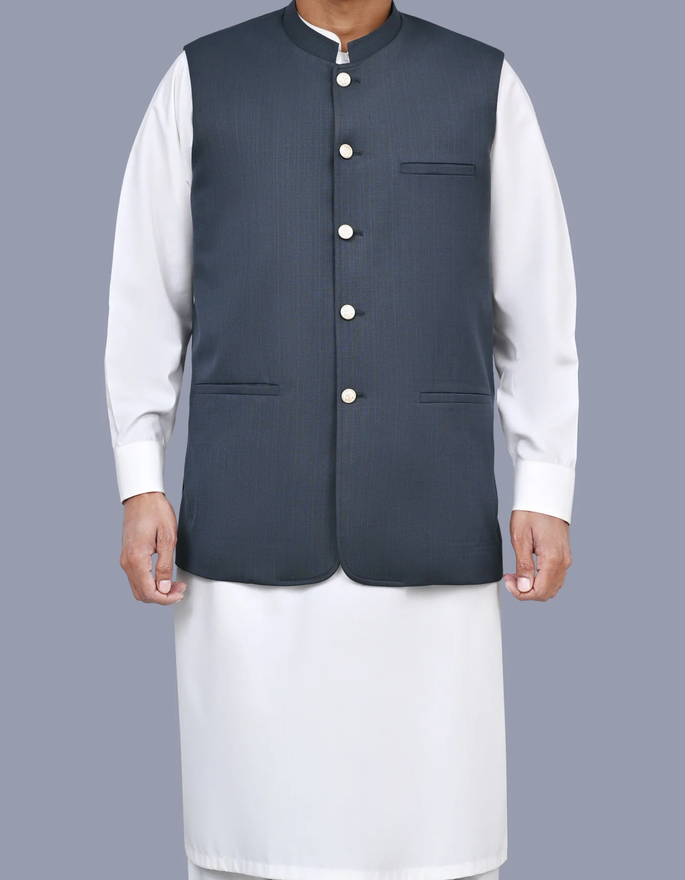 D Grey Texture Smart Fit Waistcoat