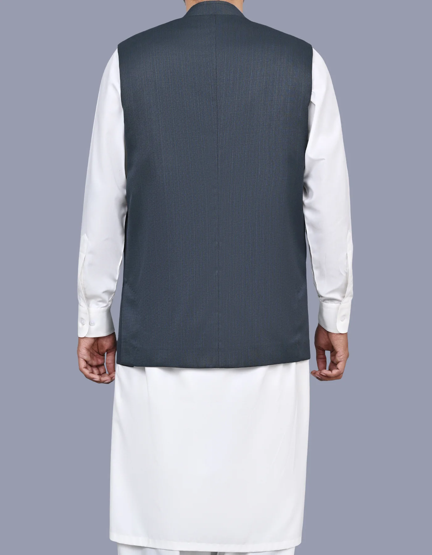 D Grey Texture Smart Fit Waistcoat - Image 4