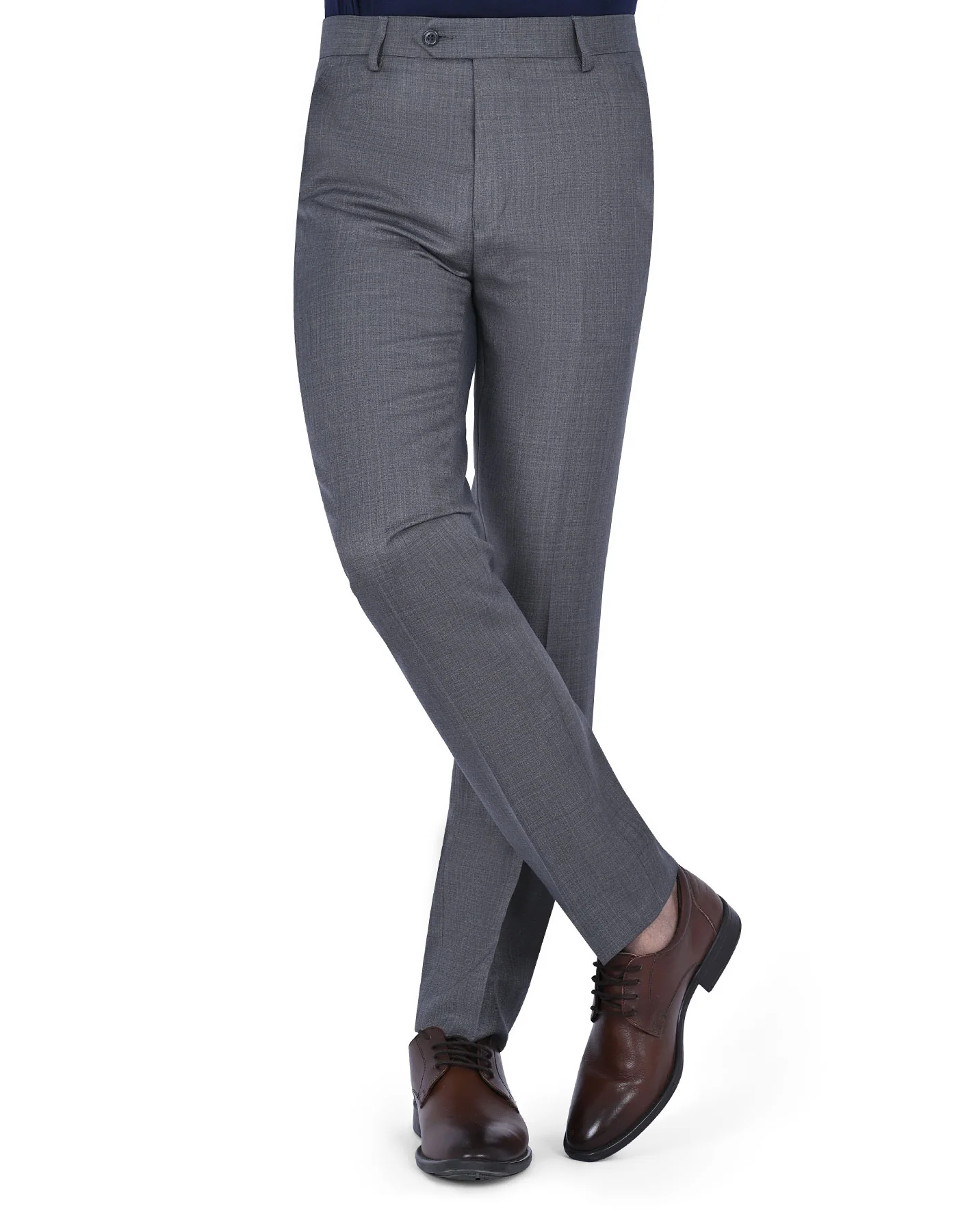 D Grey Texture Tailored Smart Fit Formal Trouser