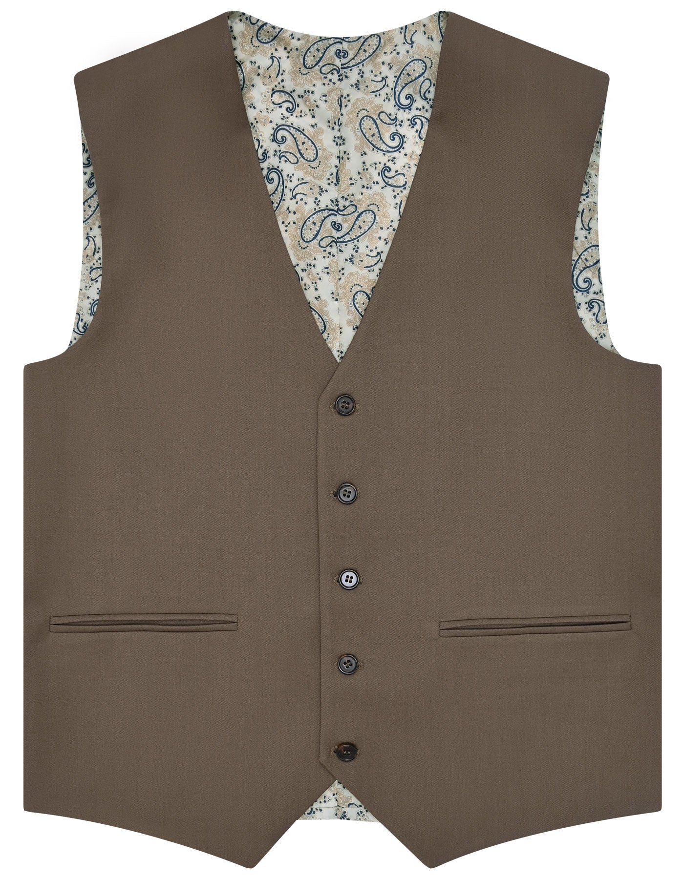D Khaki Plain Classic Fit Suit - Image 3