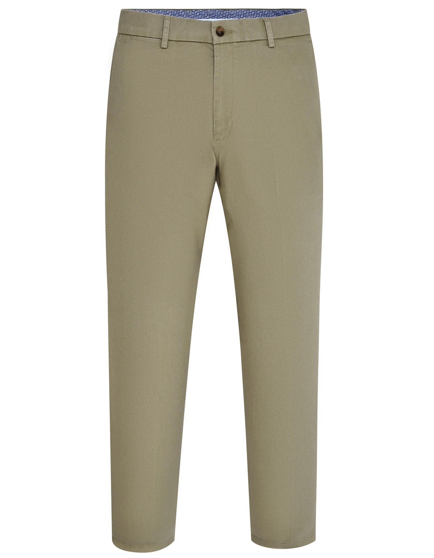 D Khaki Plain Smart Fit Cotton Trouser