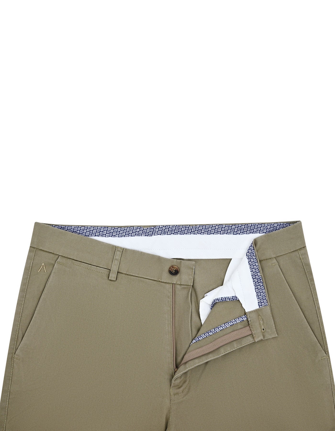D Khaki Plain Smart Fit Cotton Trouser - Image 2