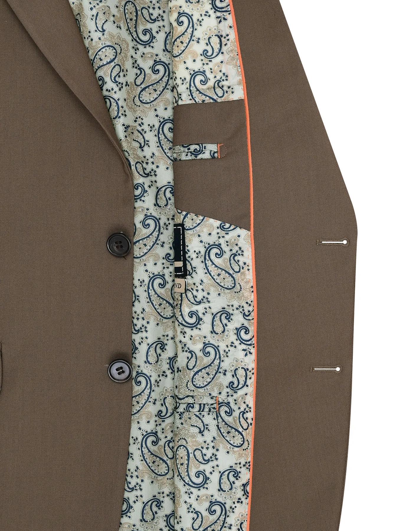 D Khaki Plain Tailored Smart Fit Suit - Image 5