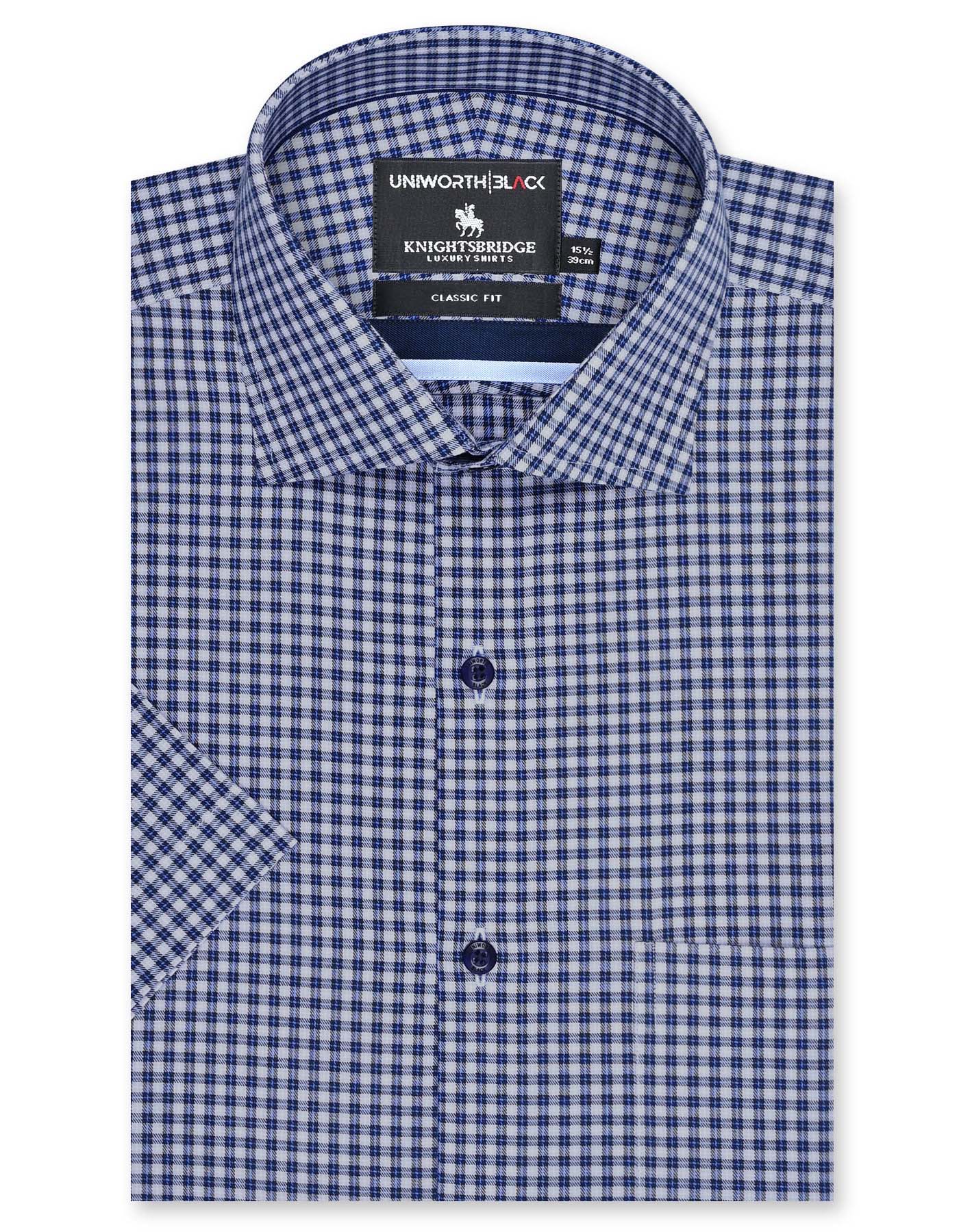 D Navy Check Classic Fit Shirt