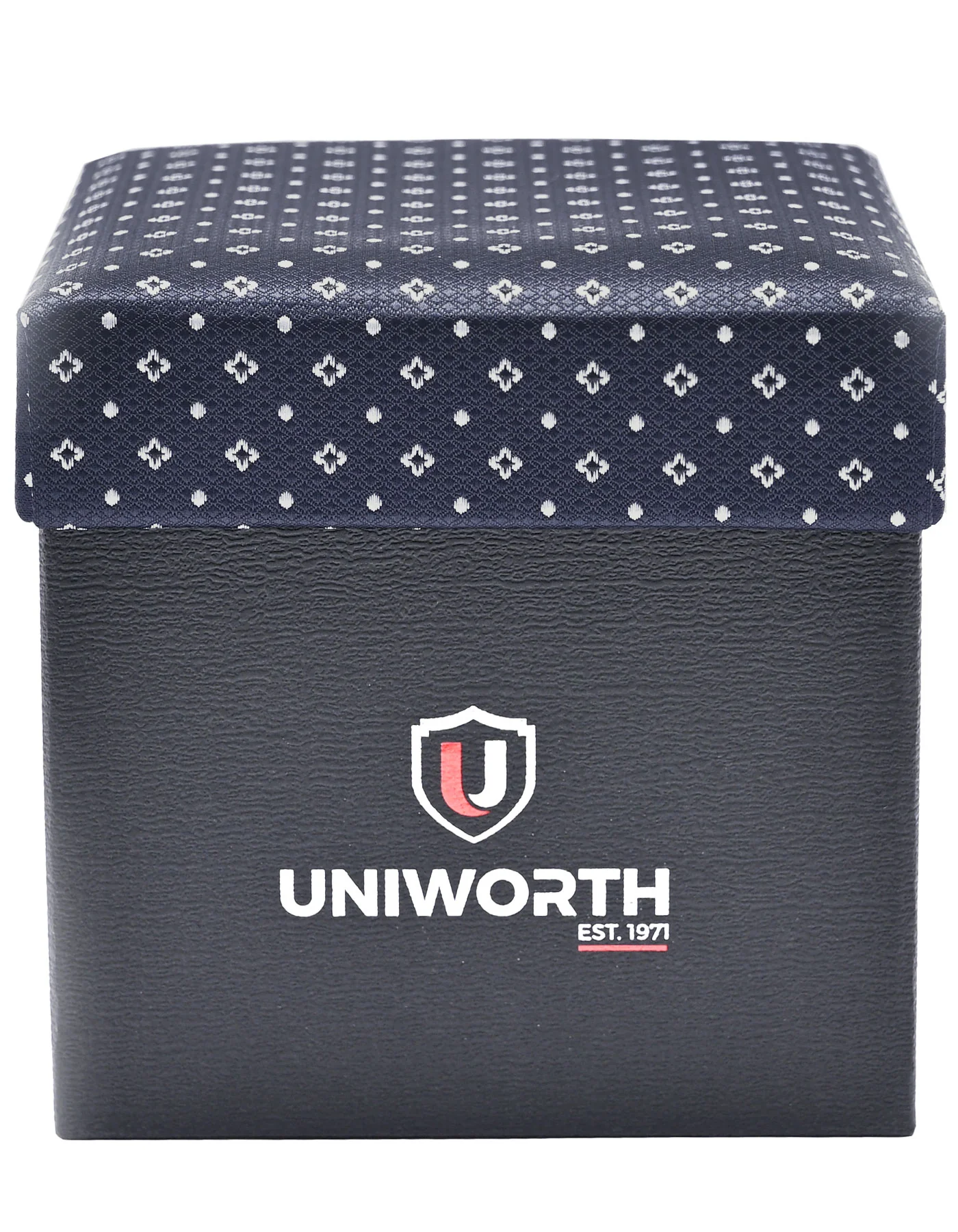 D Navy Geometric Cufflink Tie Set - Image 3