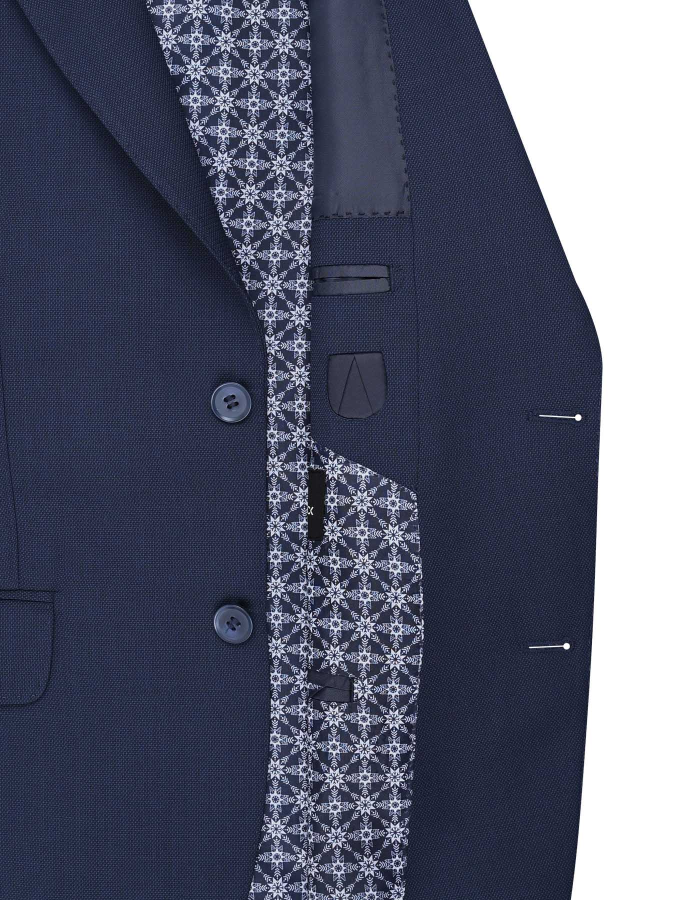 D Navy Texture Classic Fit Suit - Image 4