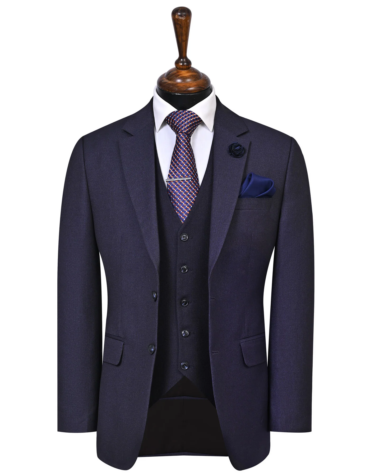 D Navy Texture Classic Fit Suit