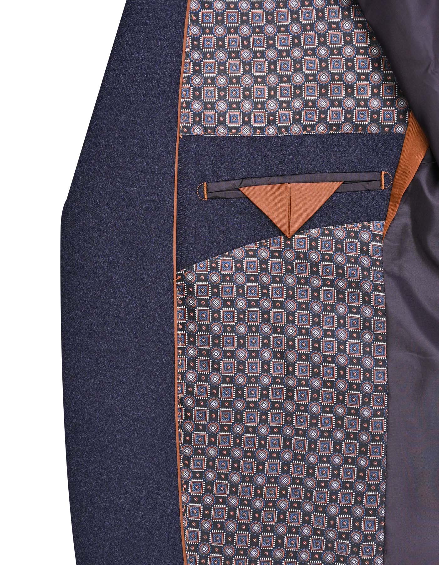 D Navy Texture Classic Fit Suit - Image 5