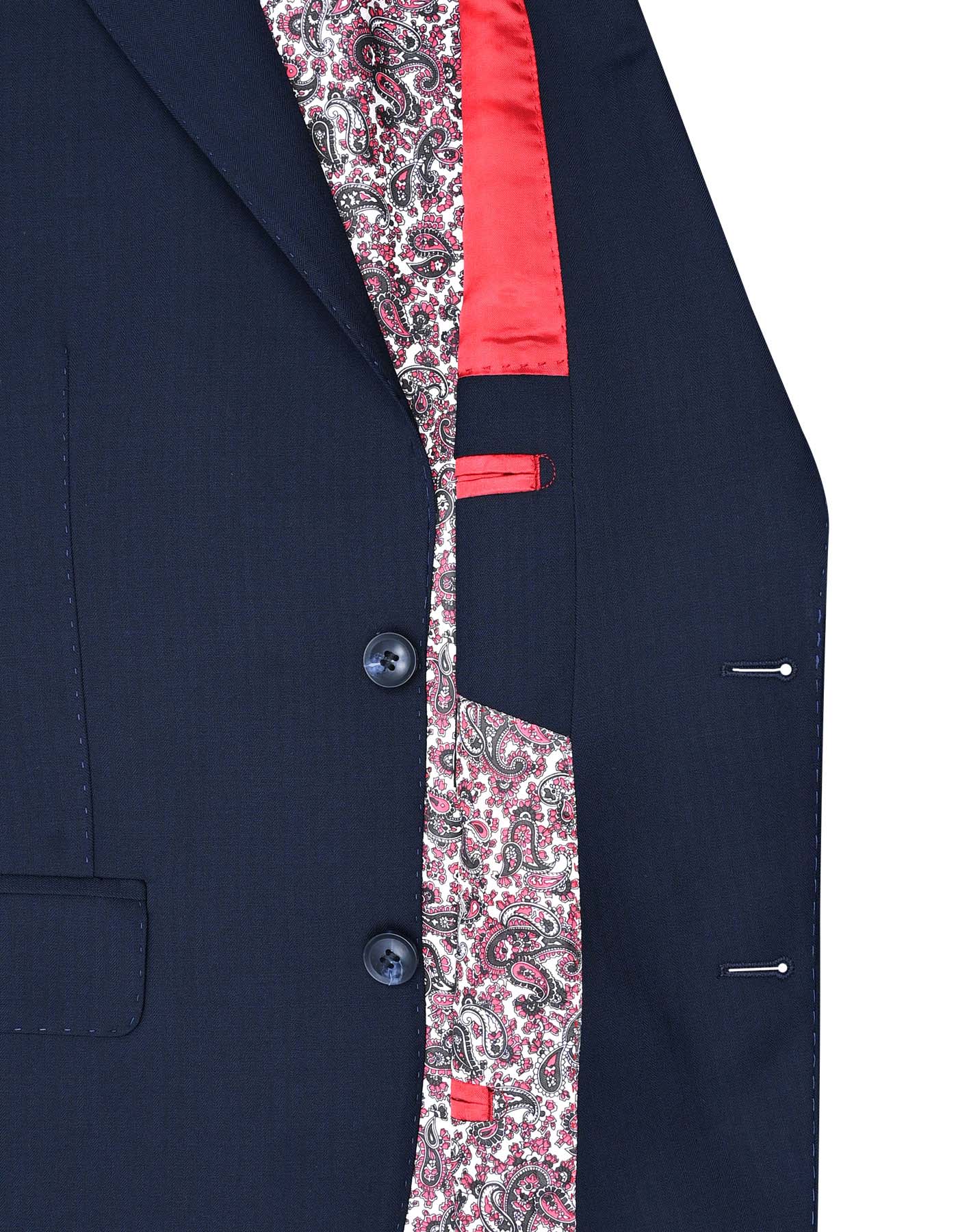 D Navy Texture Smart Fit Suit - Image 4