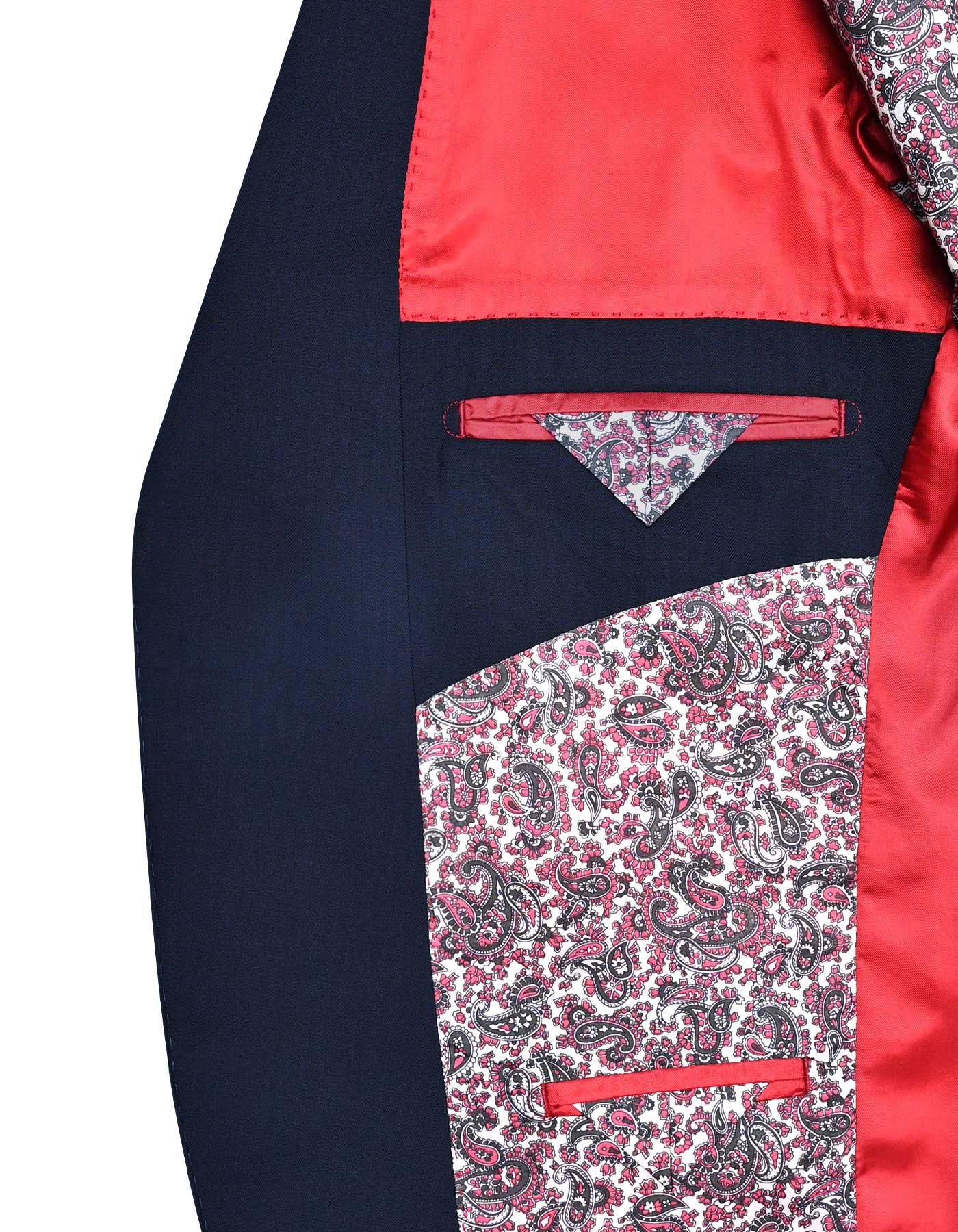 D Navy Texture Smart Fit Suit - Image 5