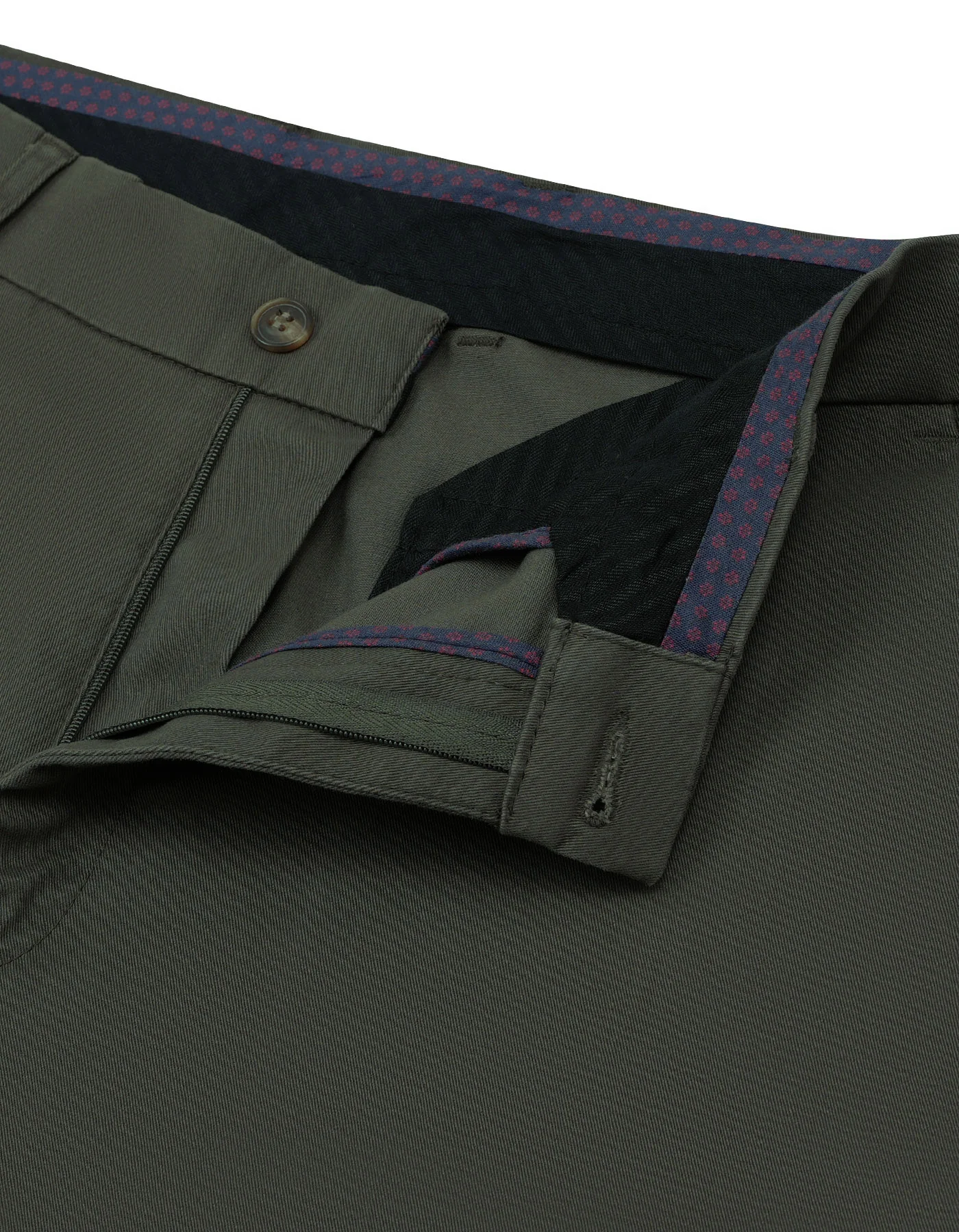 D Olive Plain Classic Fit Cotton Trouser - Image 2