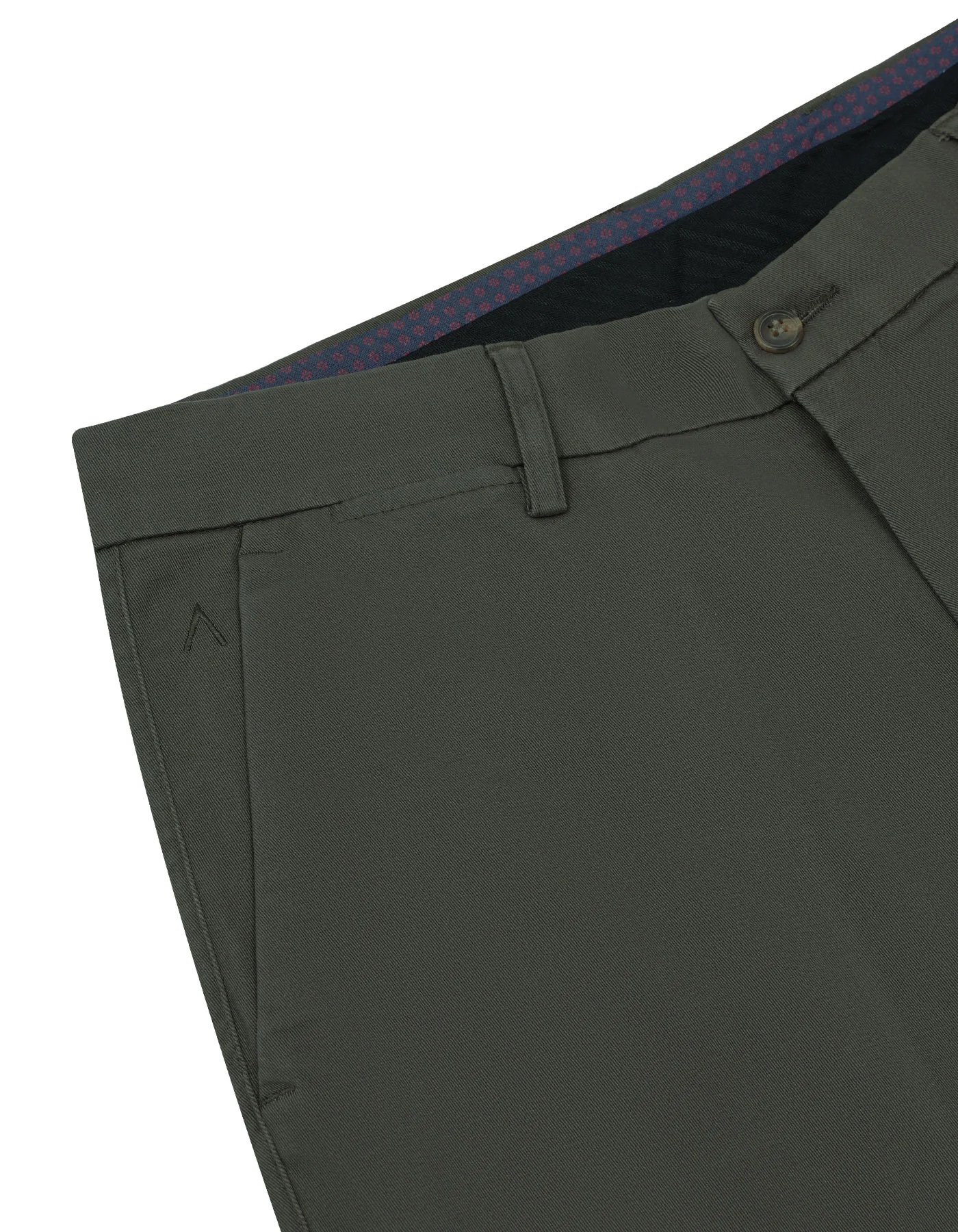 D Olive Plain Classic Fit Cotton Trouser - Image 3