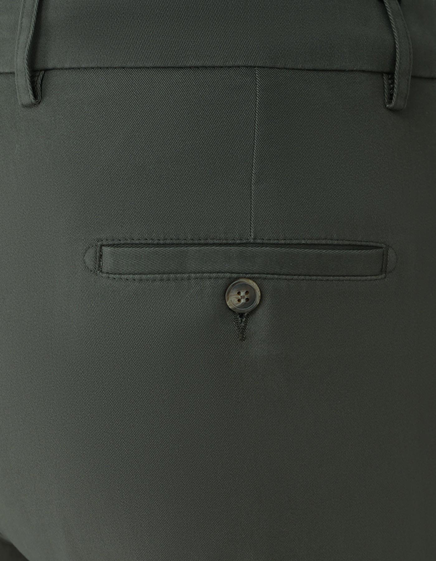 D Olive Plain Classic Fit Cotton Trouser - Image 4