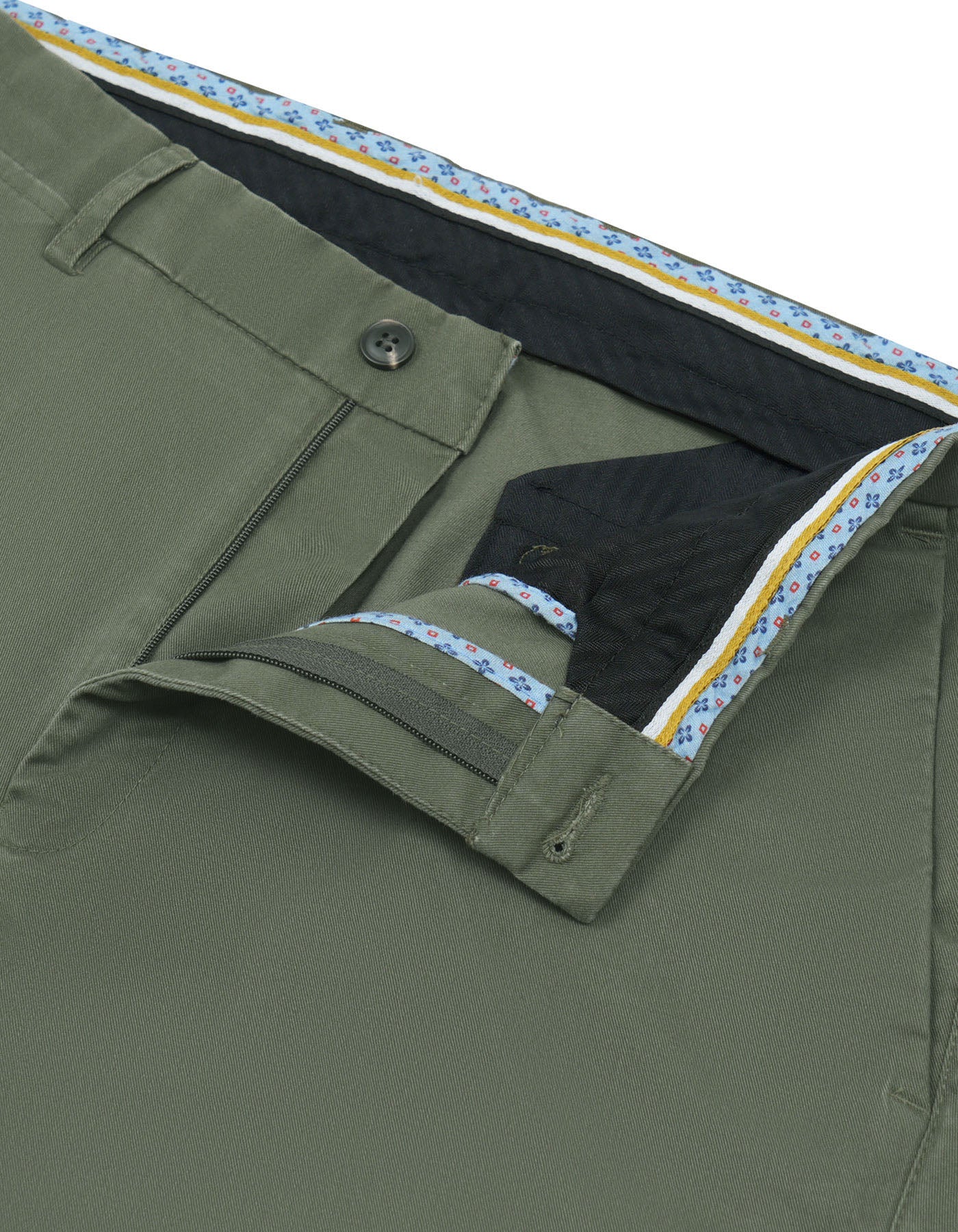 D Olive Plain Smart Fit Cotton Trouser - Image 2