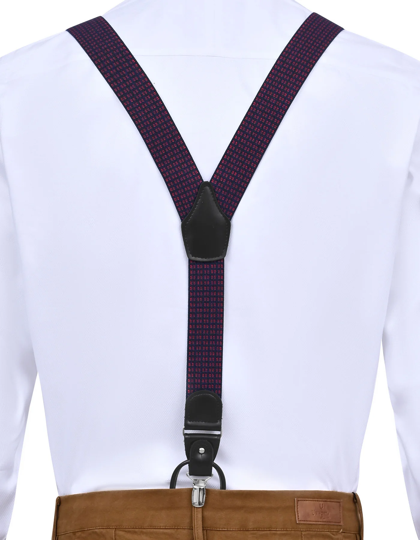 D Red Geometric Y-Back Suspenders - Image 3