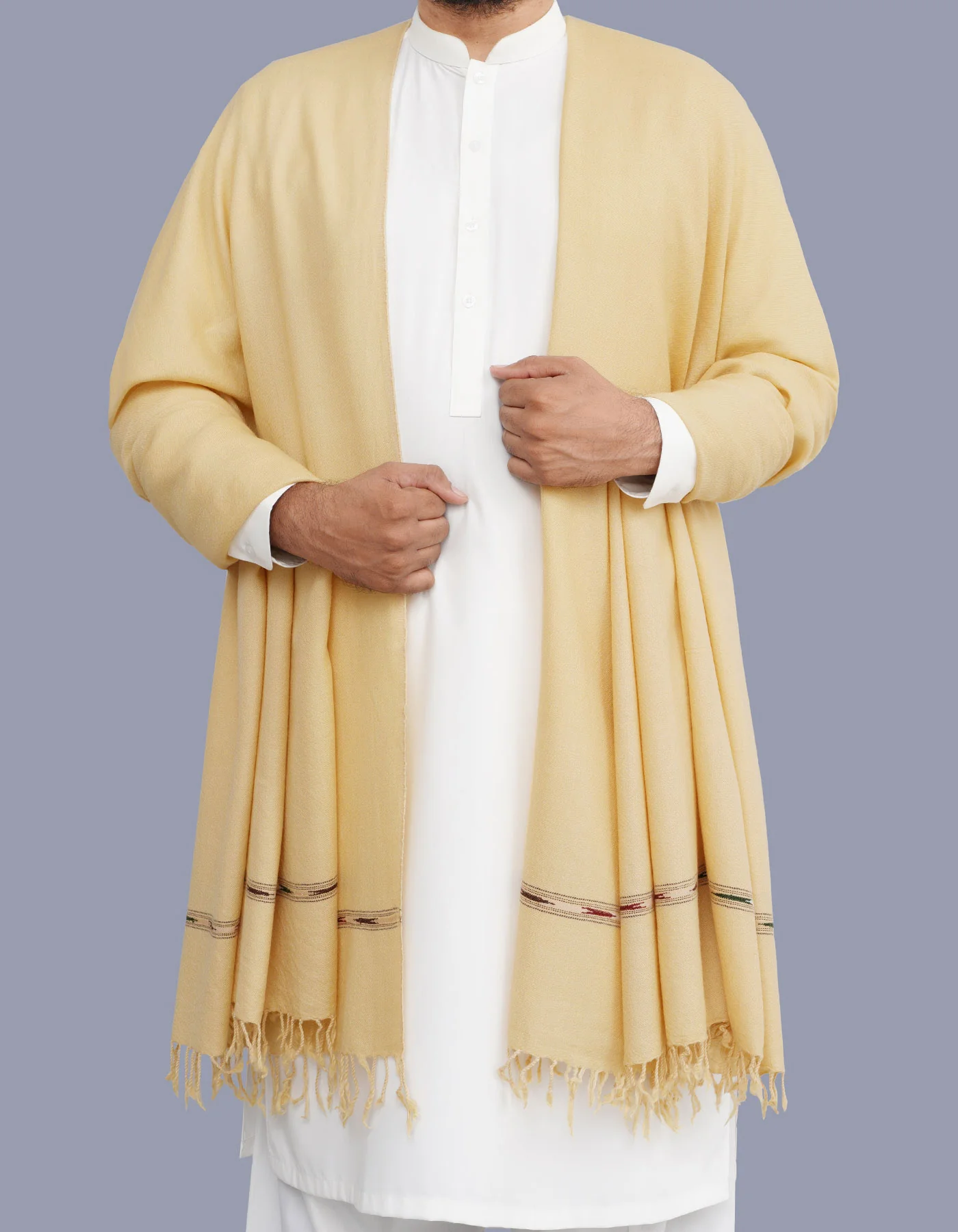 D Skin Plain 100% Wool Men Shawl - Image 2