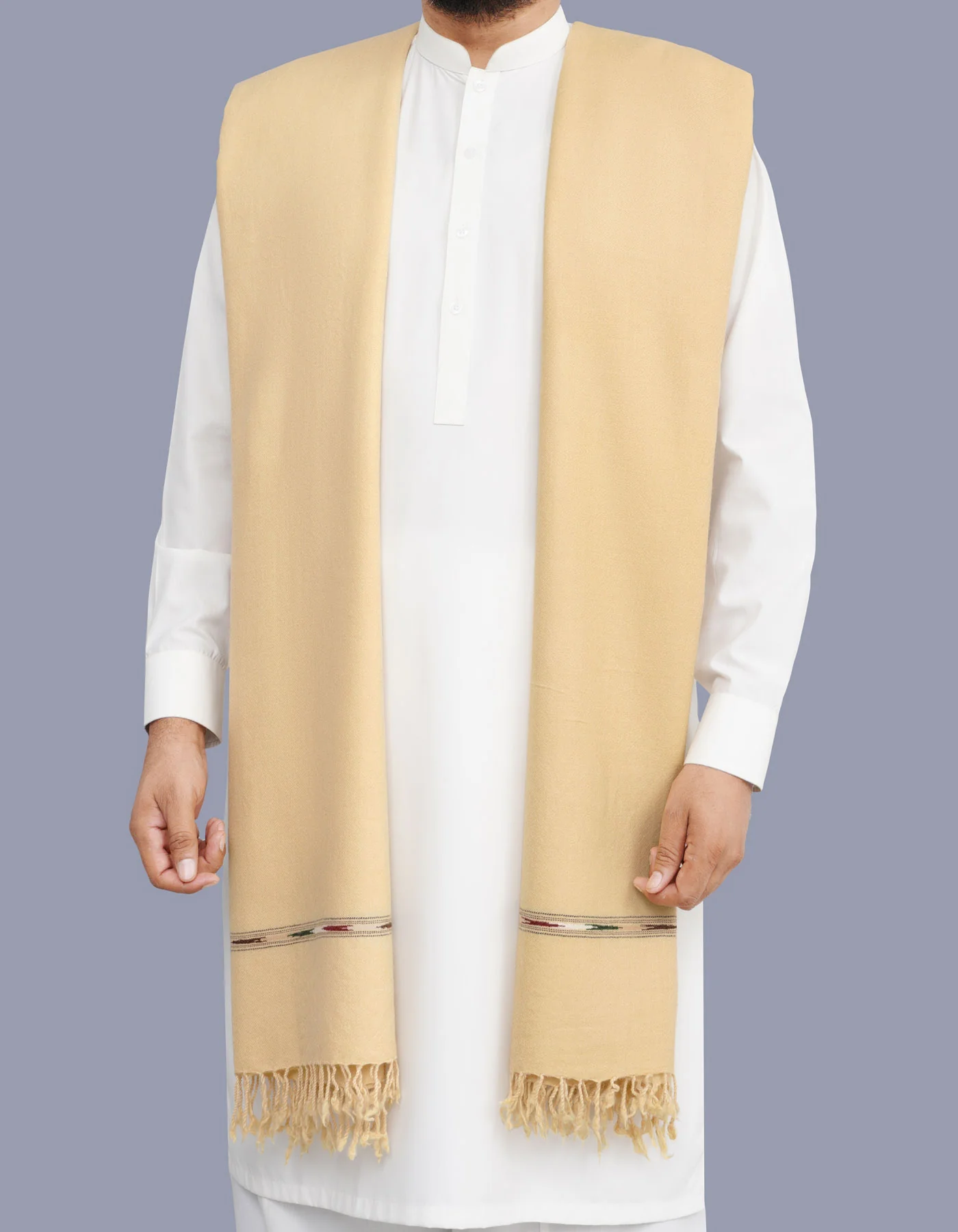 D Skin Plain 100% Wool Men Shawl - Image 3