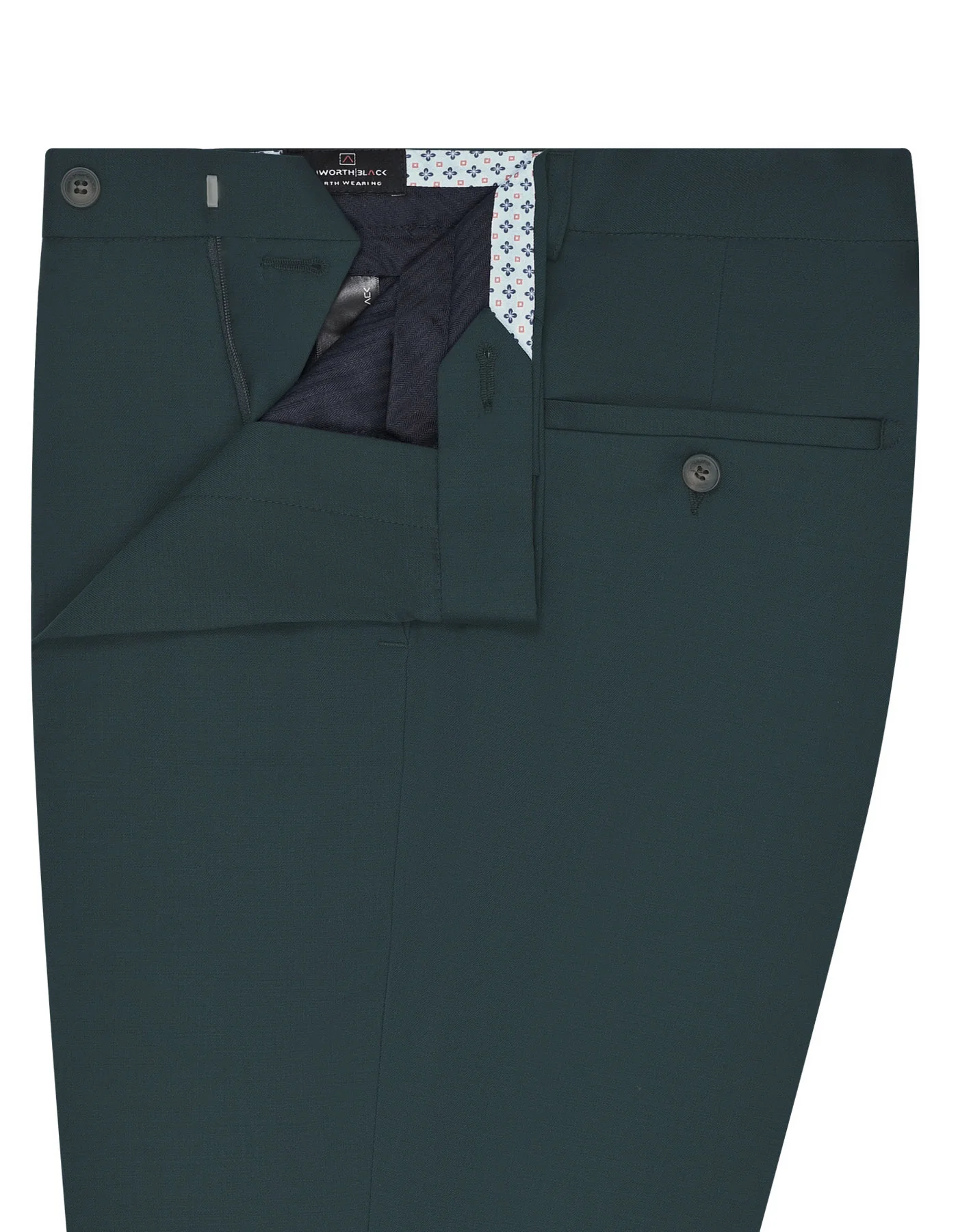 D Teal Plain Classic Fit Formal Trouser - Image 2