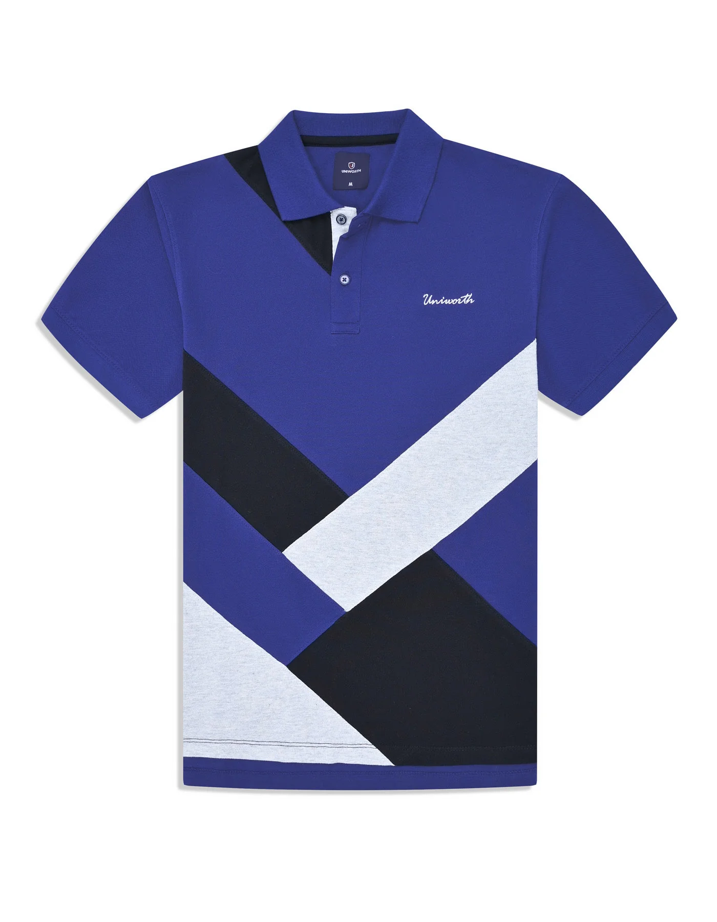 E Blue Embroidered Pique Polo Shirt