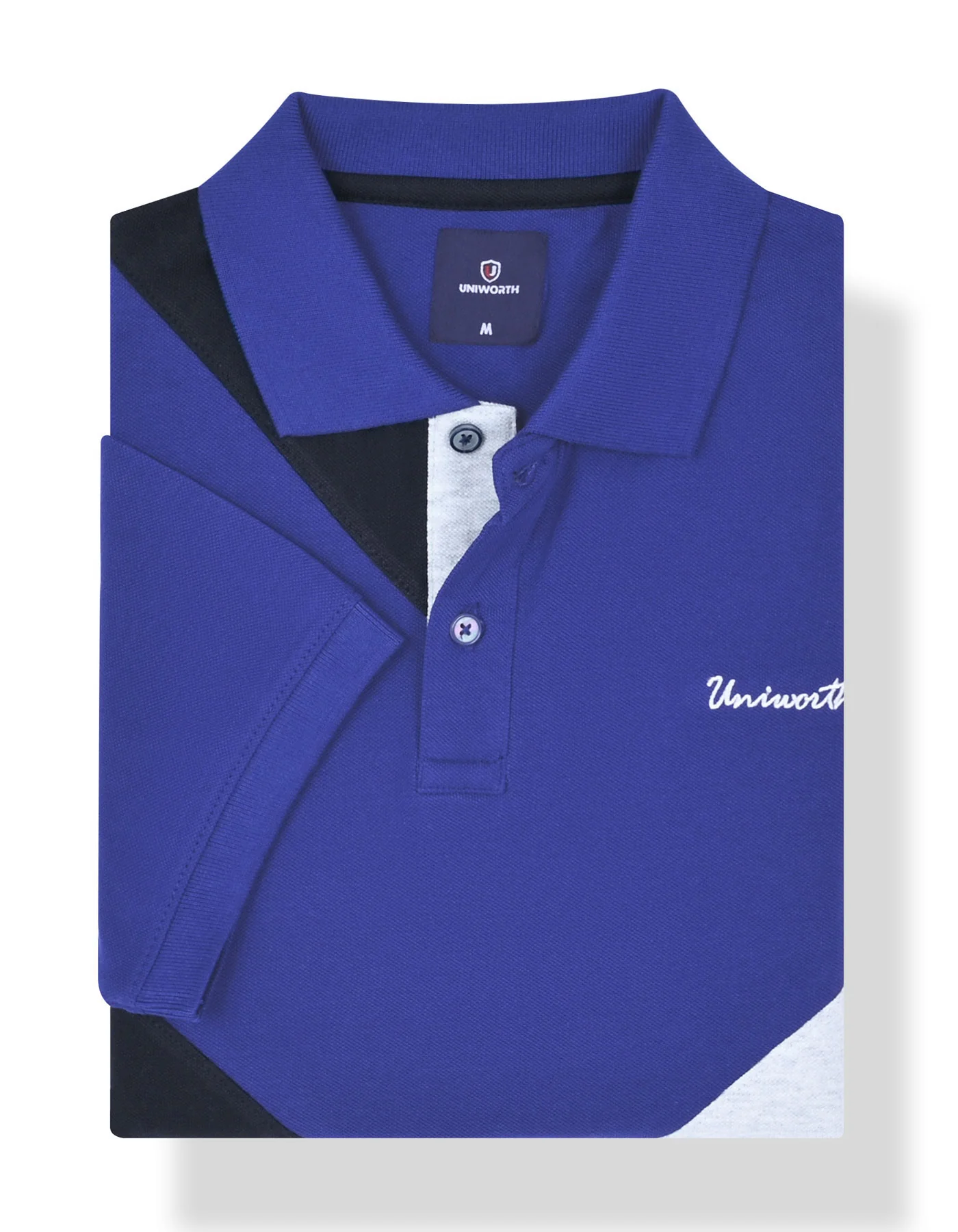 E Blue Embroidered Pique Polo Shirt - Image 2