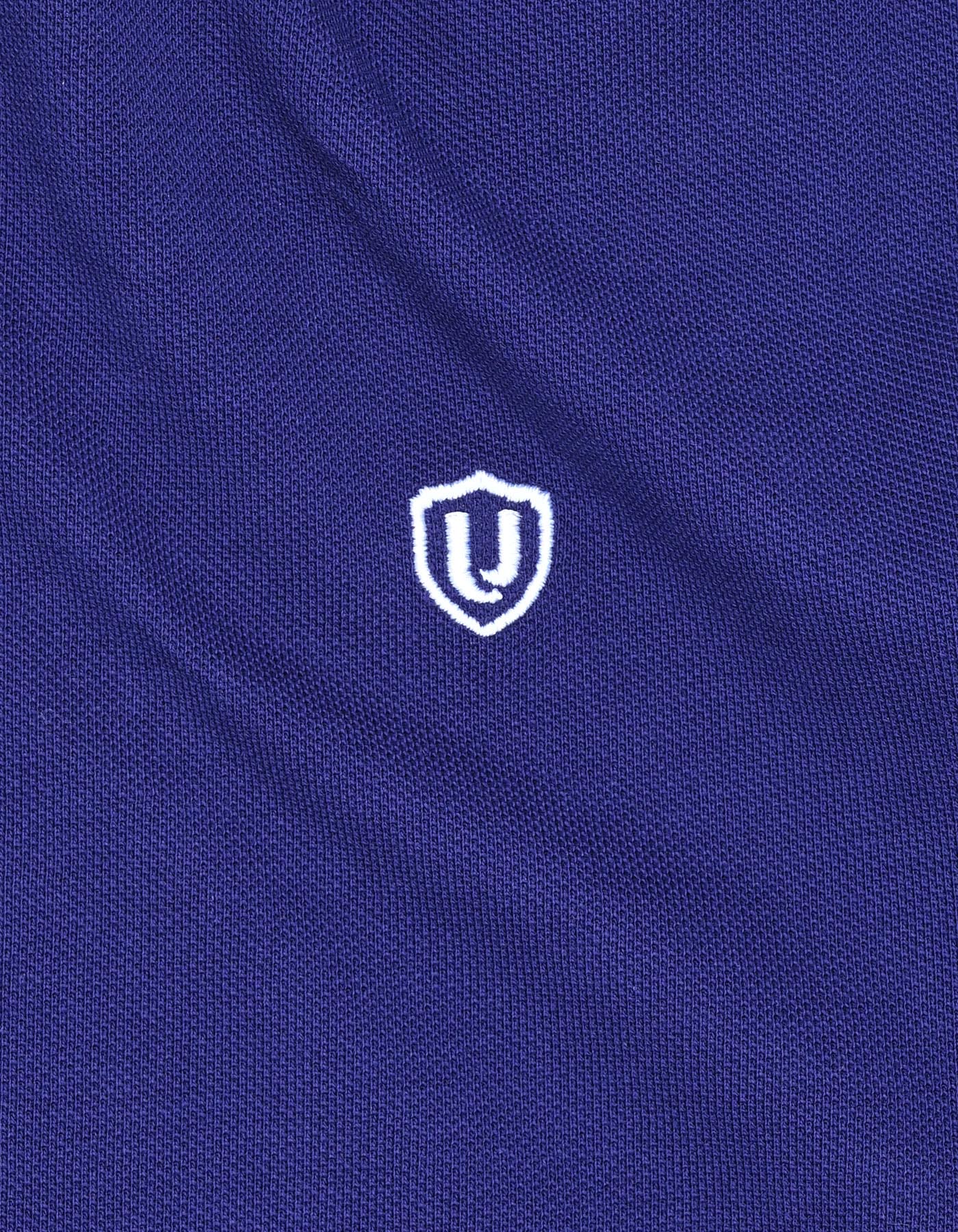 E Blue Plain Pique Polo Shirt - Image 4