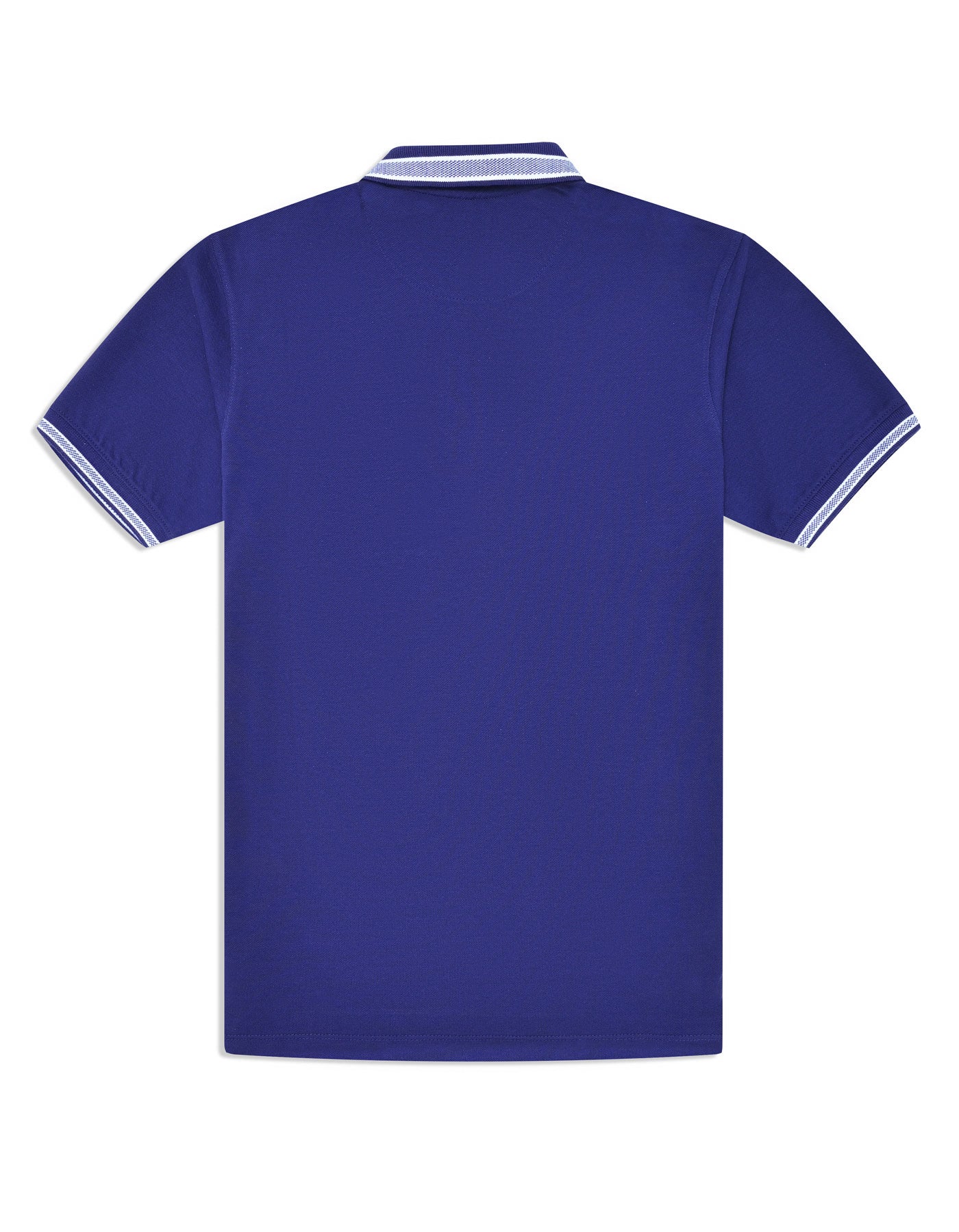 E Blue Plain Pique Polo Shirt - Image 5