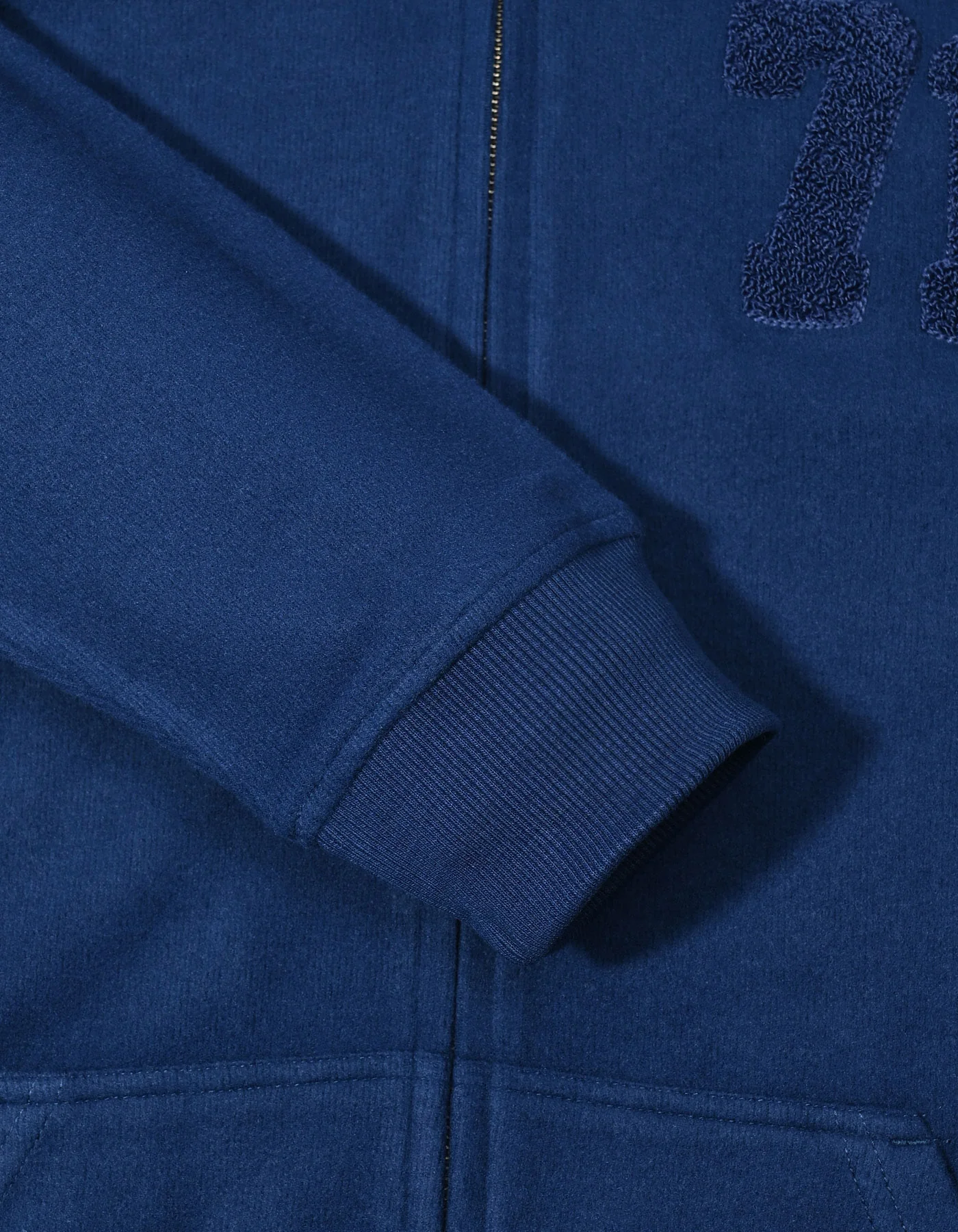 E Blue Plain Zipper Hoodie - Image 4