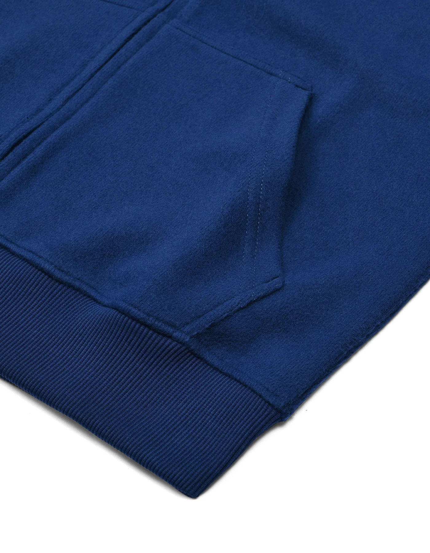 E Blue Plain Zipper Hoodie - Image 5