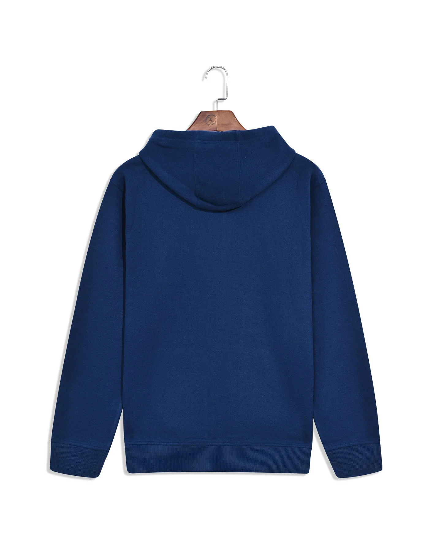 E Blue Plain Zipper Hoodie - Image 6