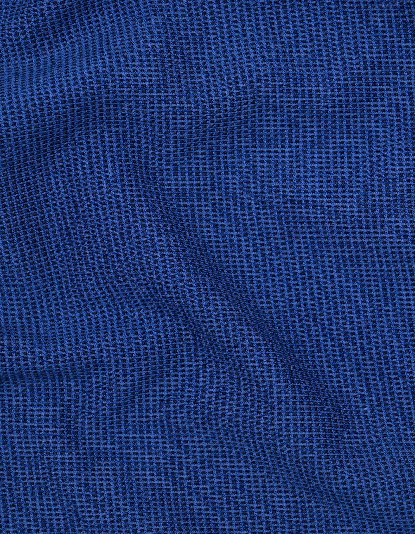 E Blue Textured Band Collar T-Shirt - Image 5