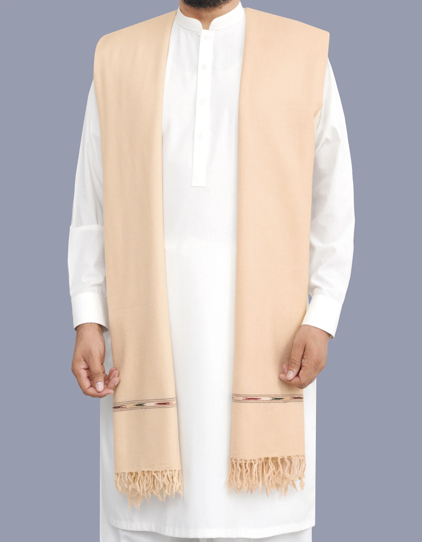 Fawn Plain 100% Wool Men Shawl - Image 3
