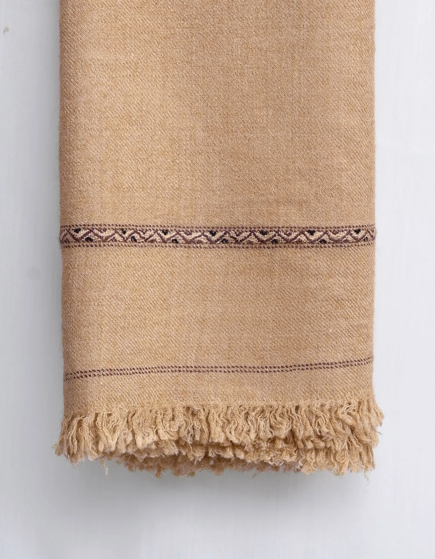 Fawn Plain Cotton Blend Men Shawl - Image 3