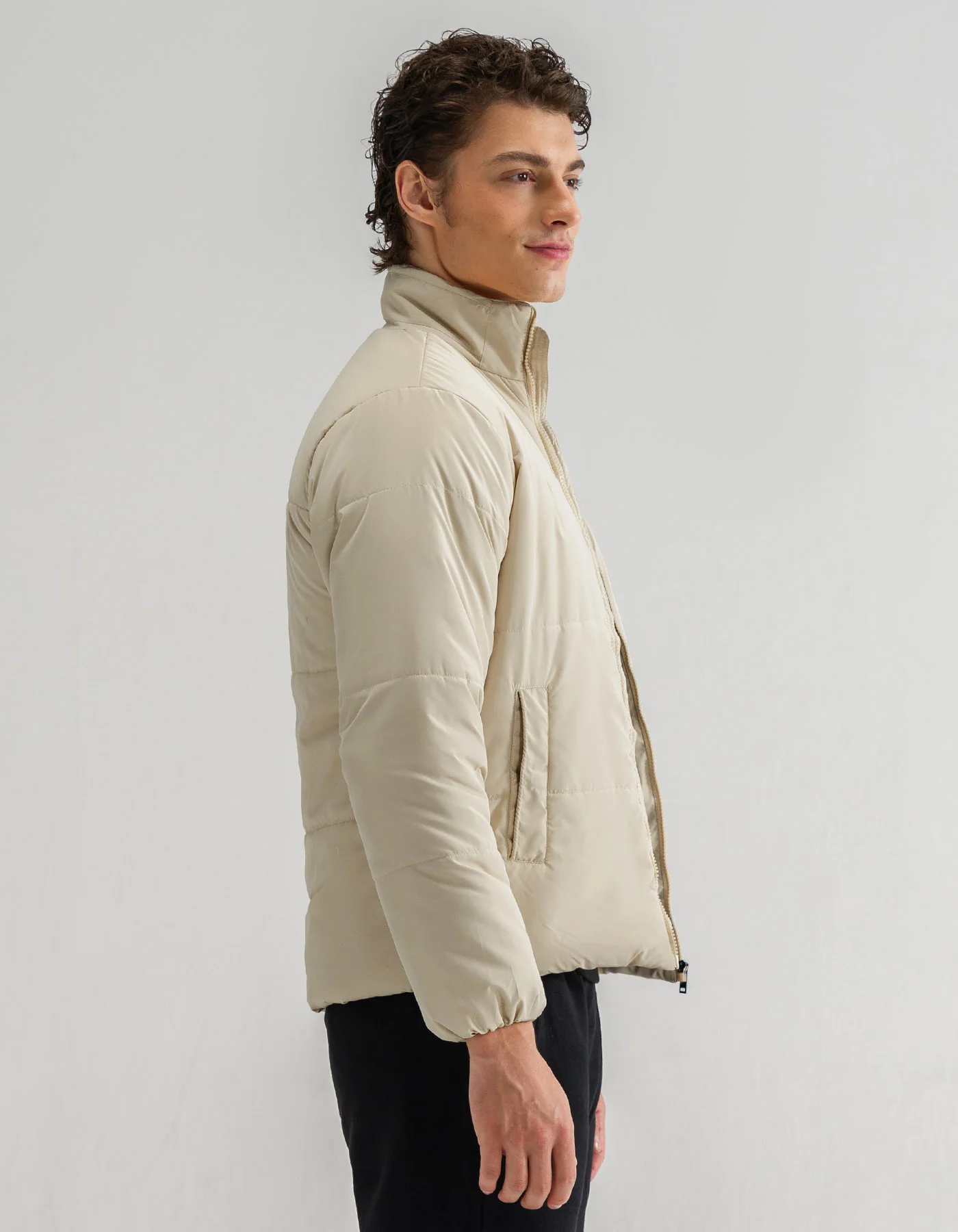 Fawn Plain Mock Neck Puffer Jacket - Image 3