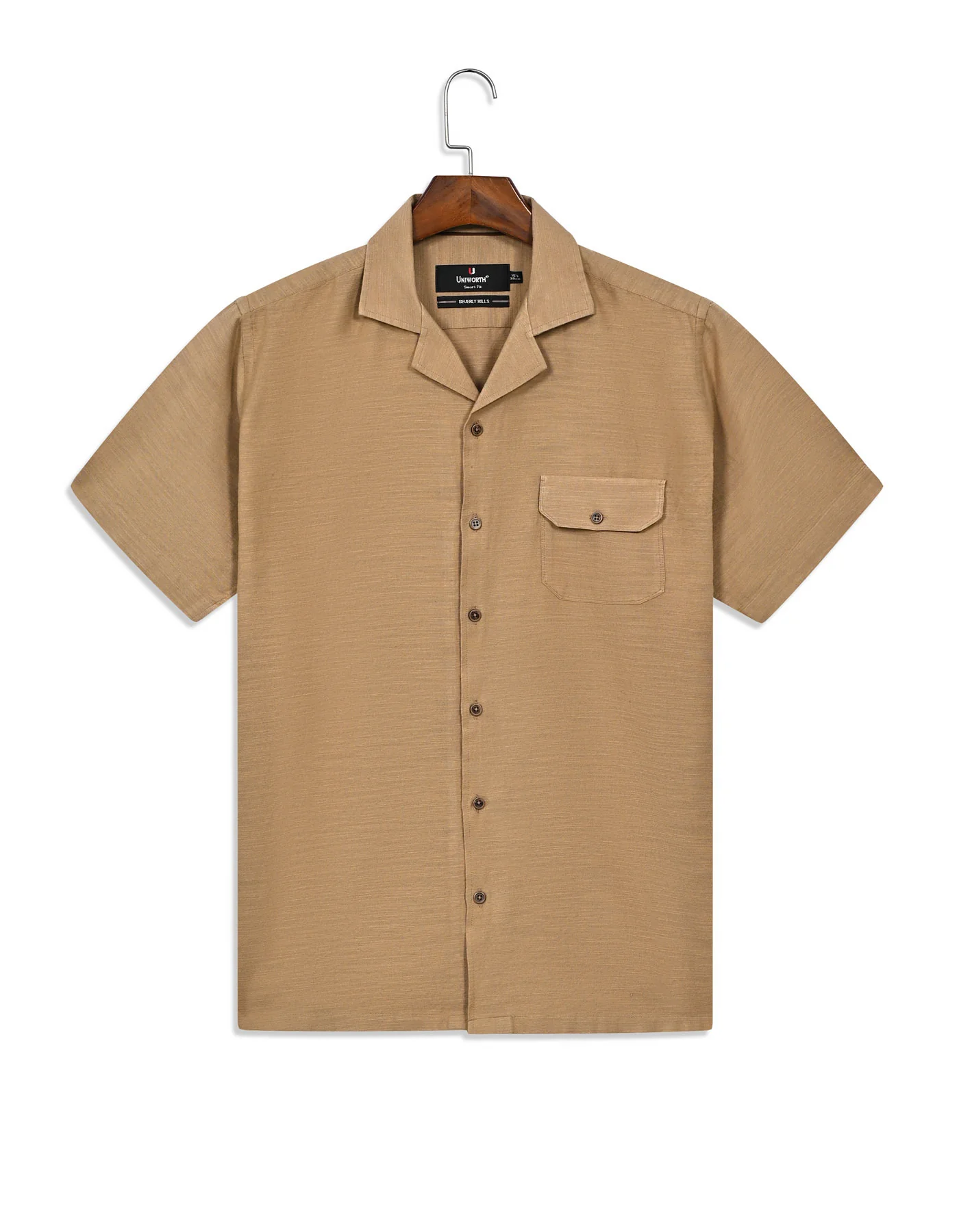 Fawn Plain Tailored Smart Fit Cuban Collar Shirt