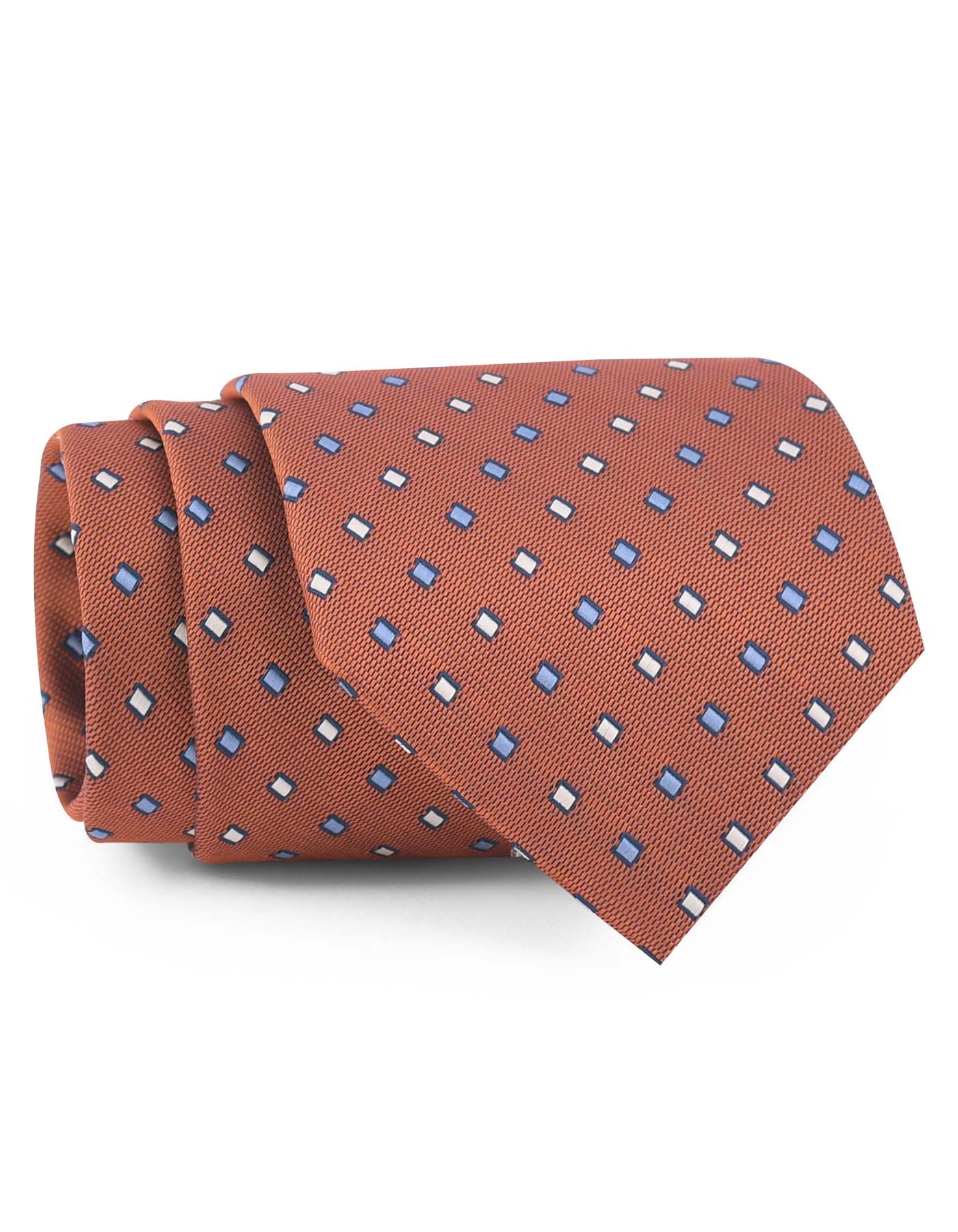 Geometric Rust/Blue Tie