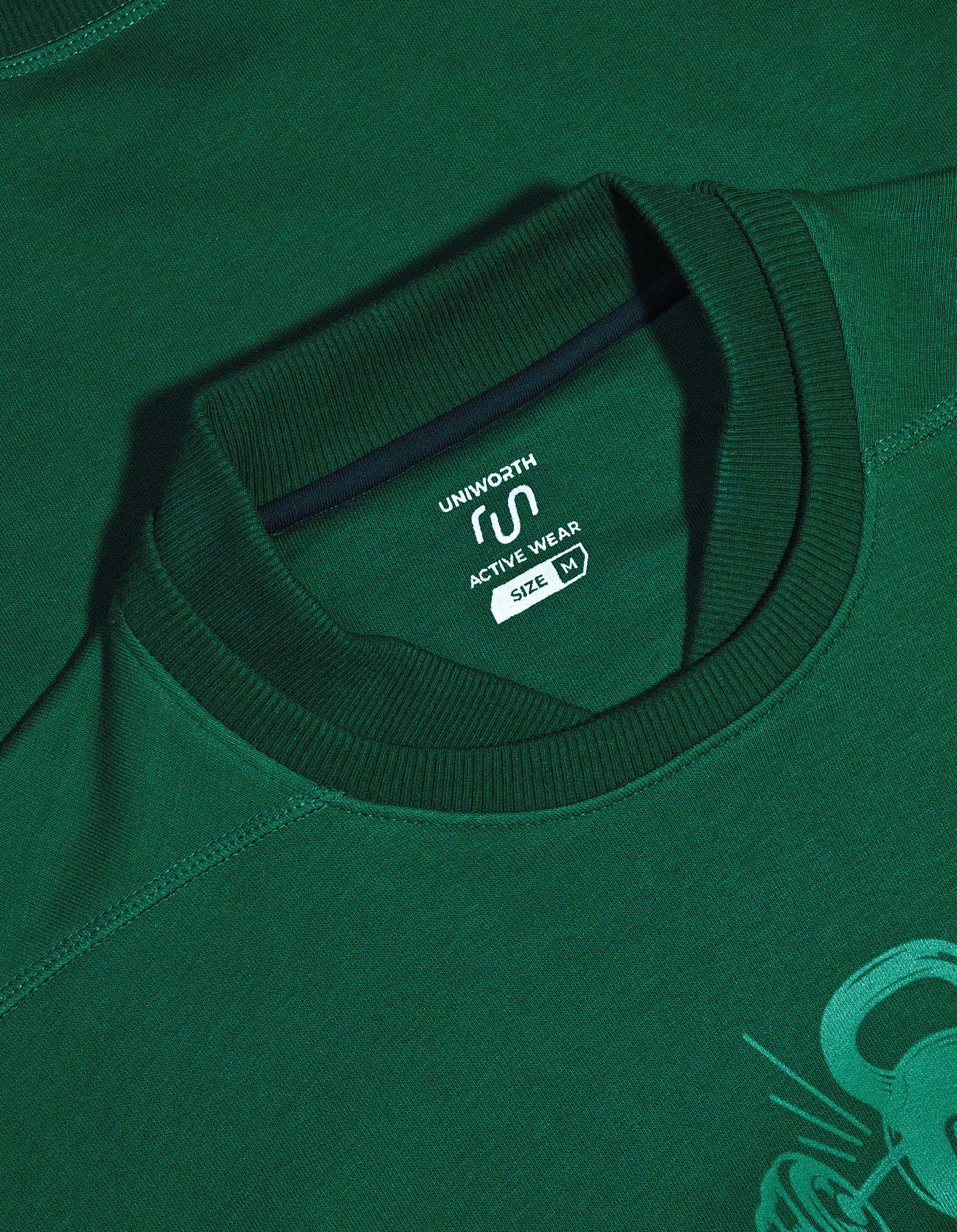 Green Baseball Neck Printed Performance Sweatshirt - Image 2
