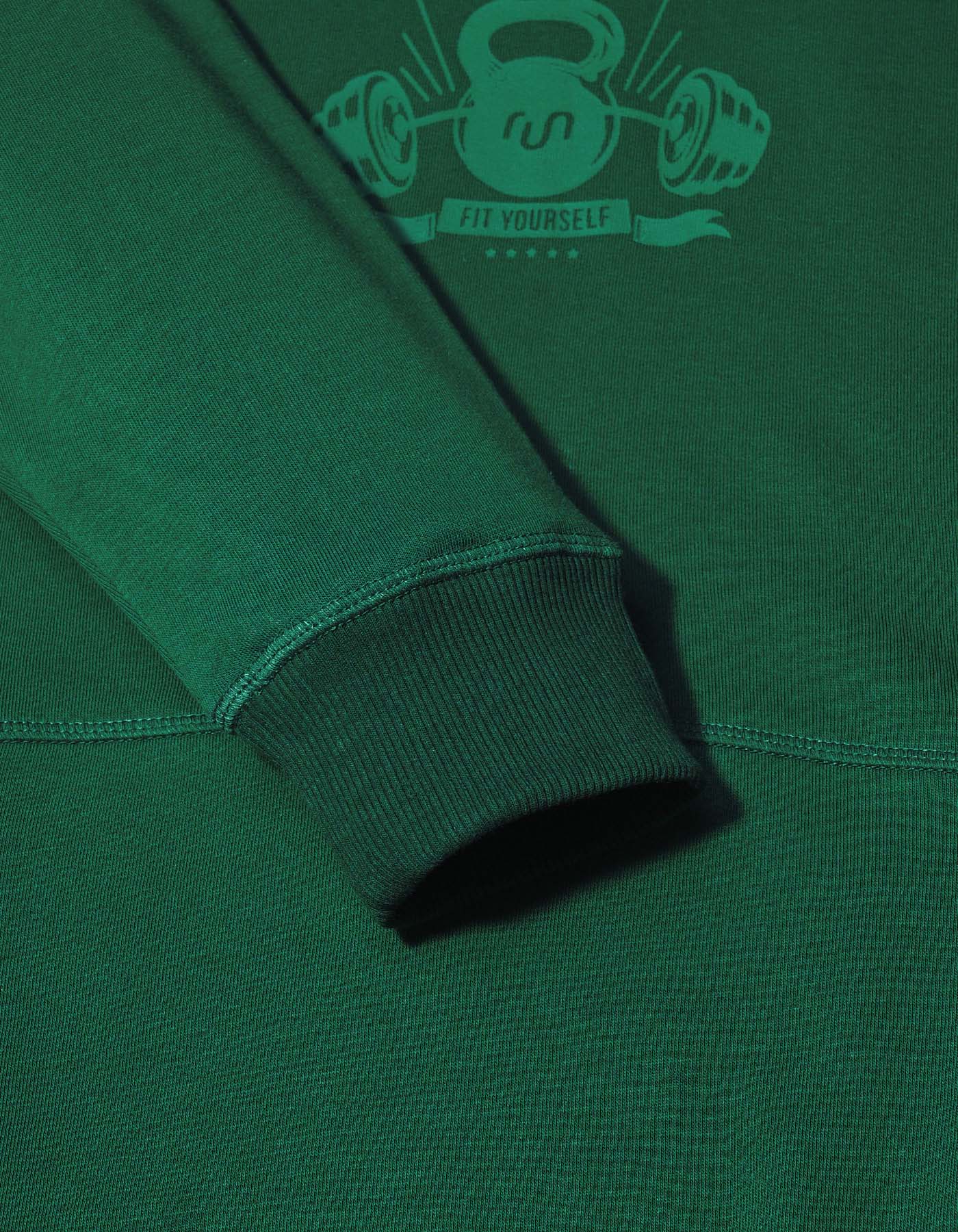 Green Baseball Neck Printed Performance Sweatshirt - Image 3