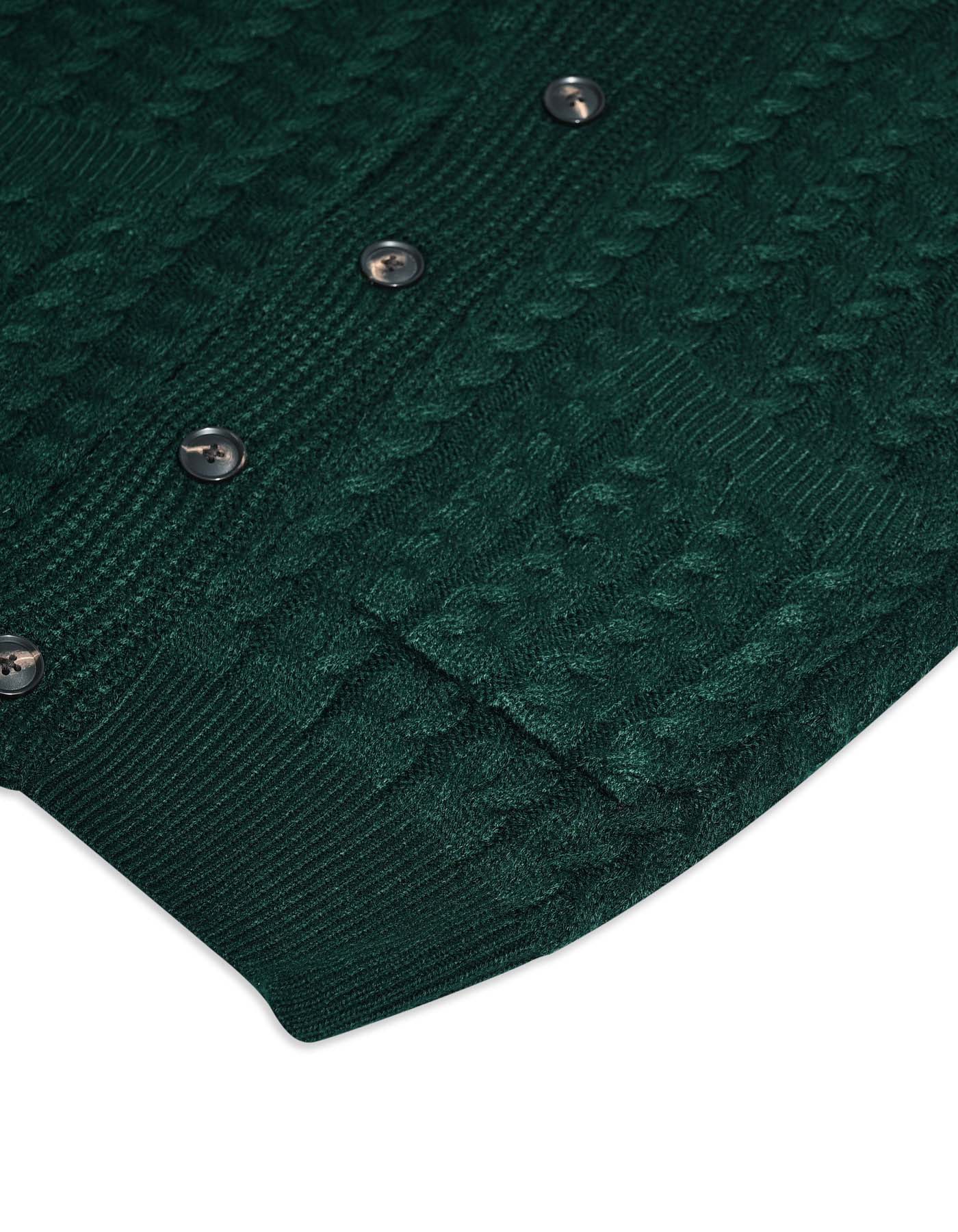 Green Cable Knit Shawl Collar Cardigan - Image 5