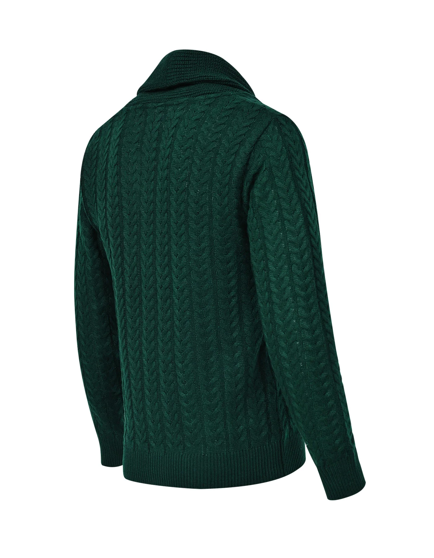 Green Cable Knit Shawl Collar Cardigan - Image 7