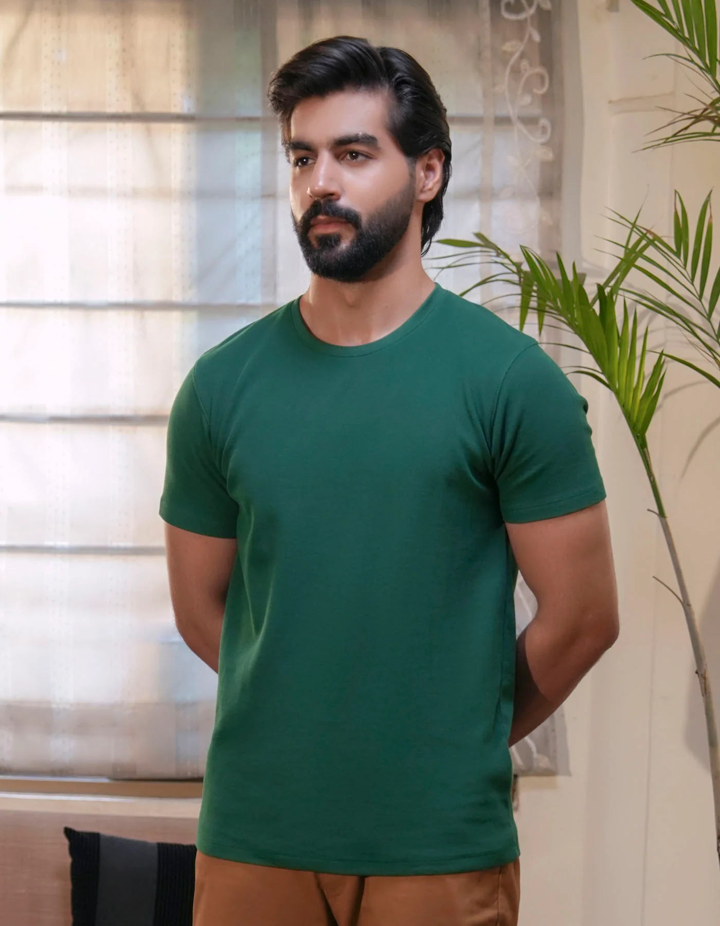 Green Essential Crew Neck Pique Tee