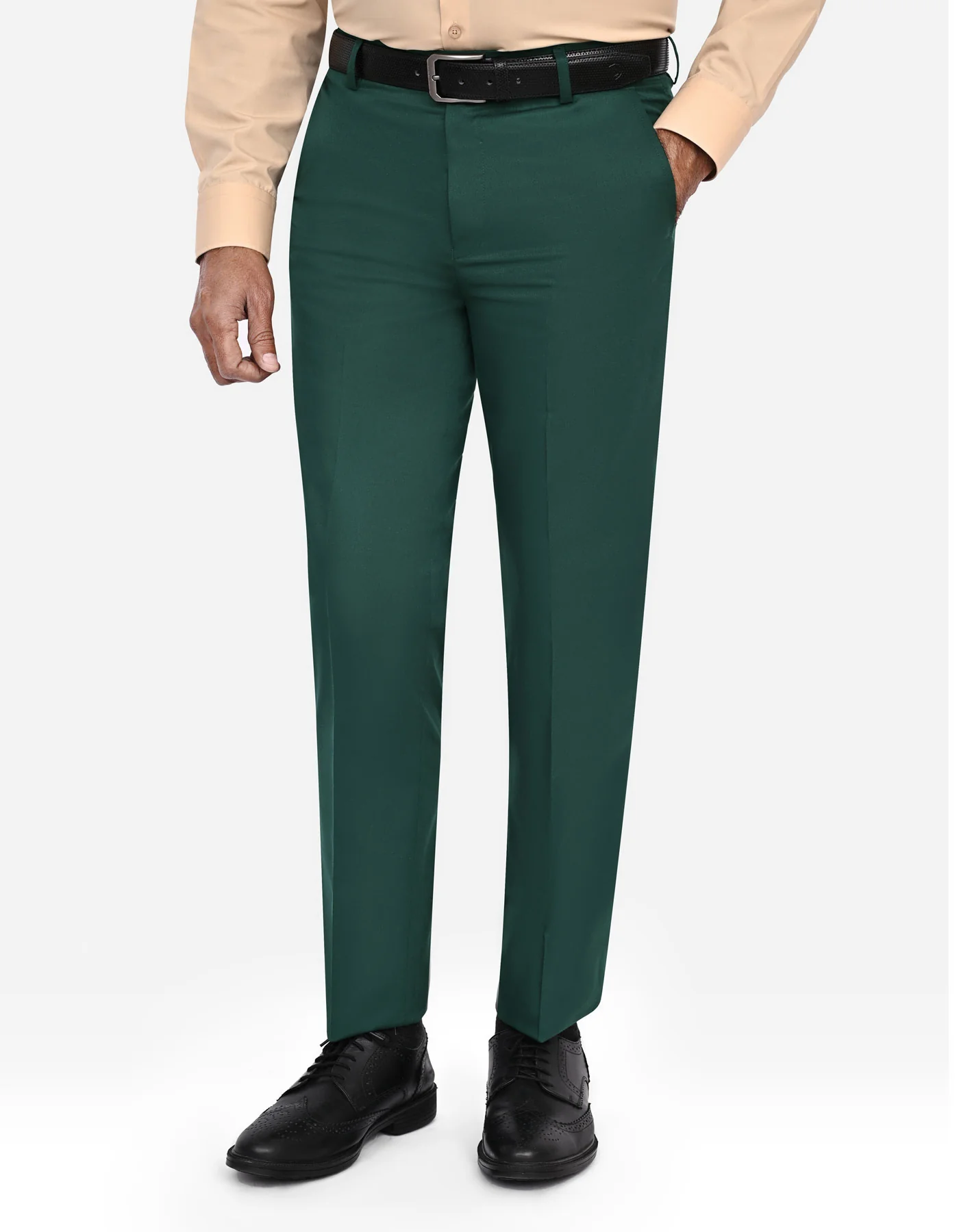 Green Plain Classic Fit Formal Trouser