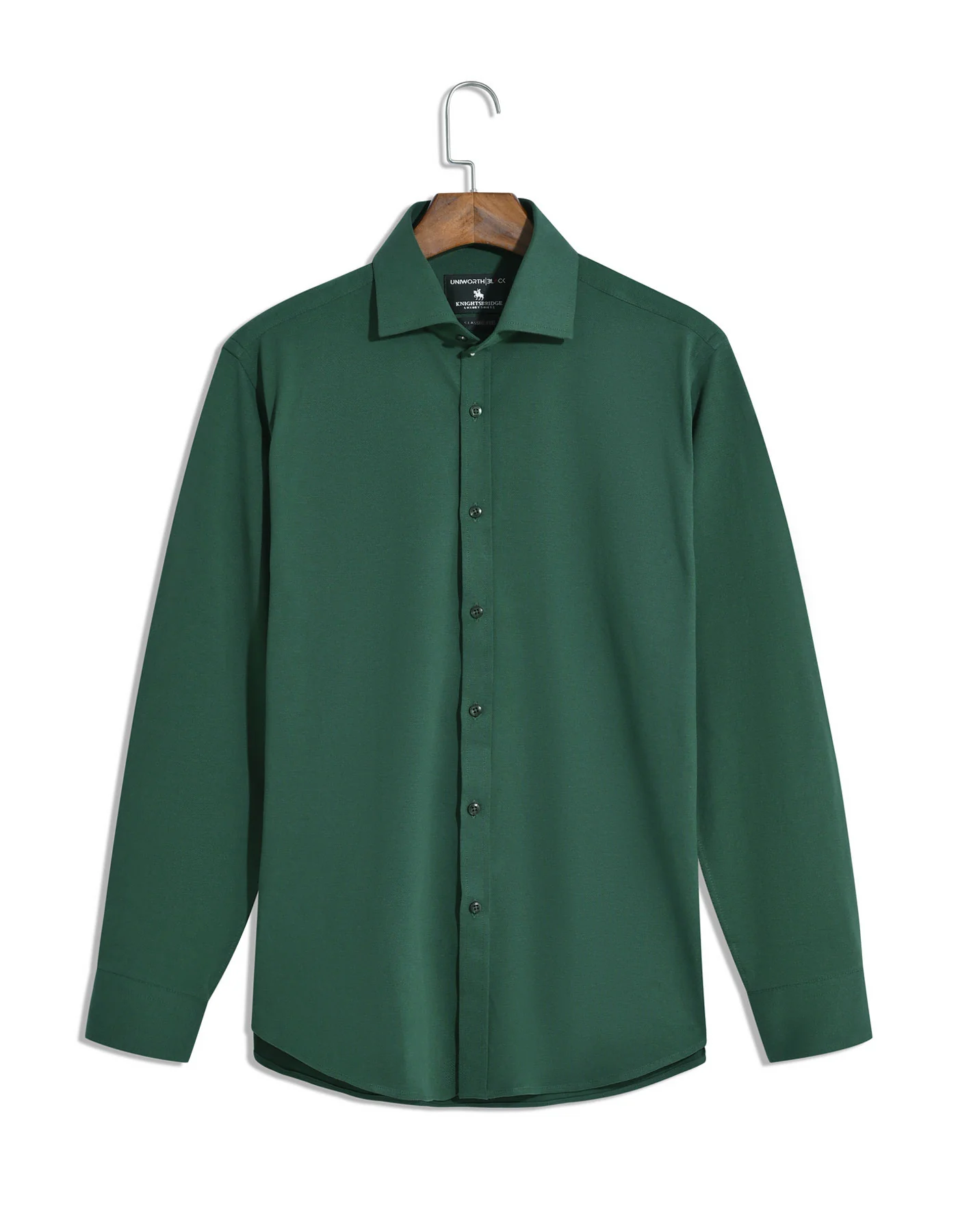 Green Plain Classic Fit Shirt - Image 3