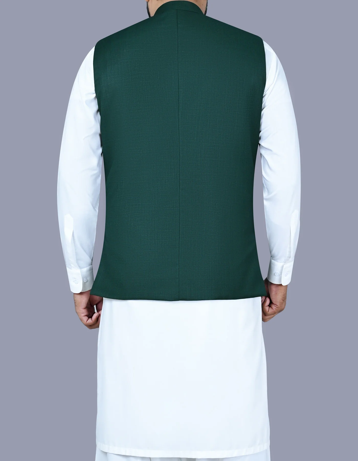 Green Plain Essential Waist Coat - Image 4