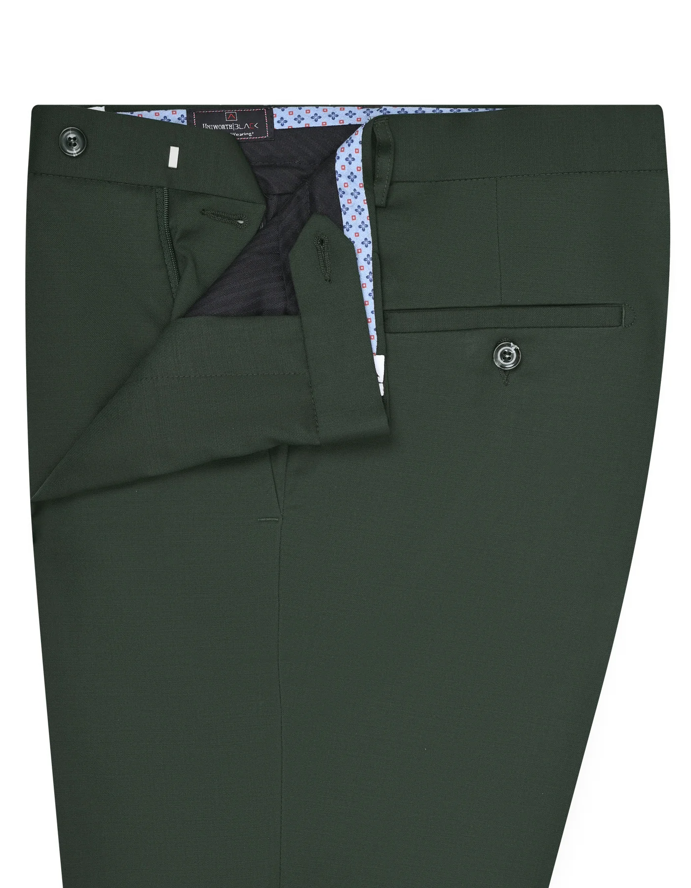 Green Plain Tailored Smart Fit Formal Trouser - Image 2