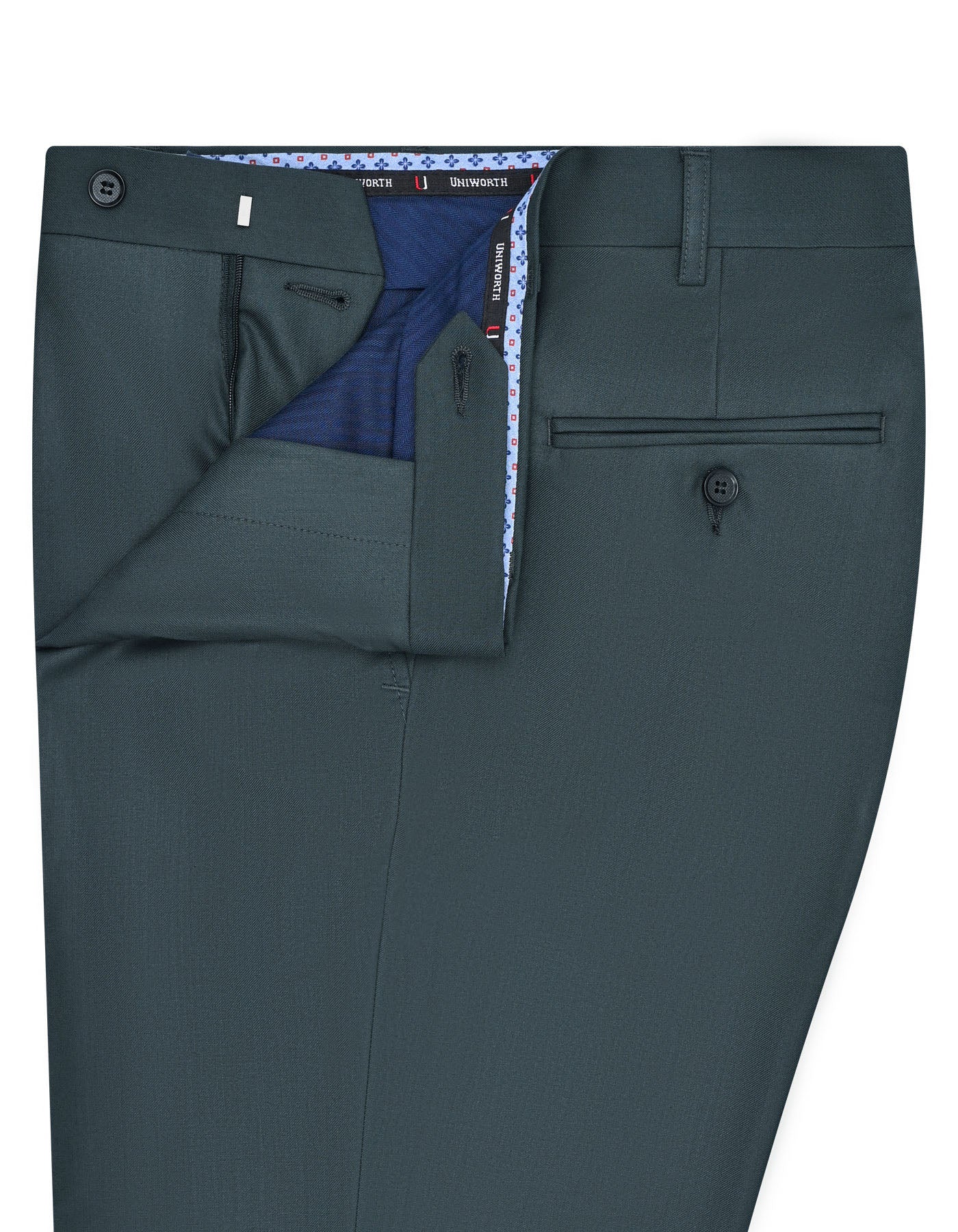 Green Plain Tailored Smart Fit Formal Trouser - Image 2