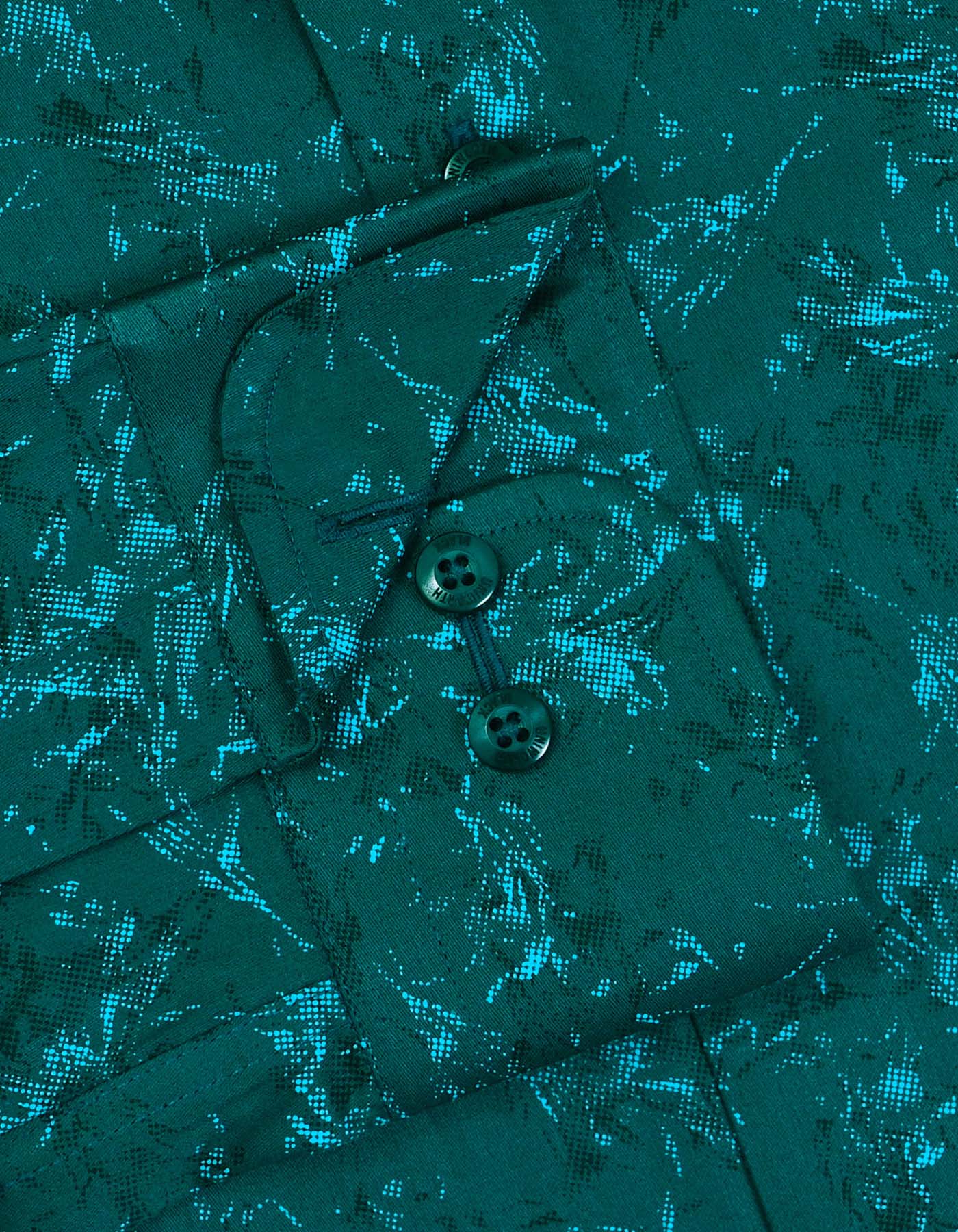 Green Printed Tailored Smart Fit Shirt - Image 3