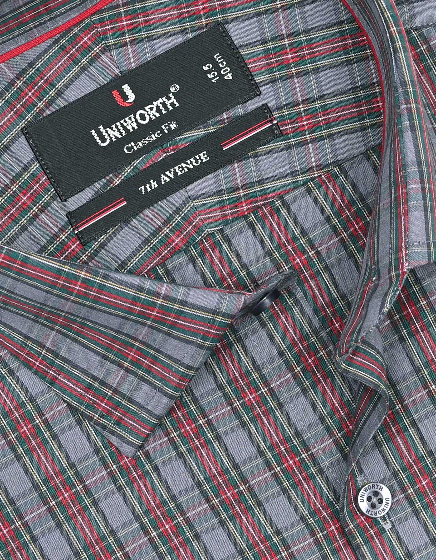 Grey Check Classic Fit Shirt - Image 2