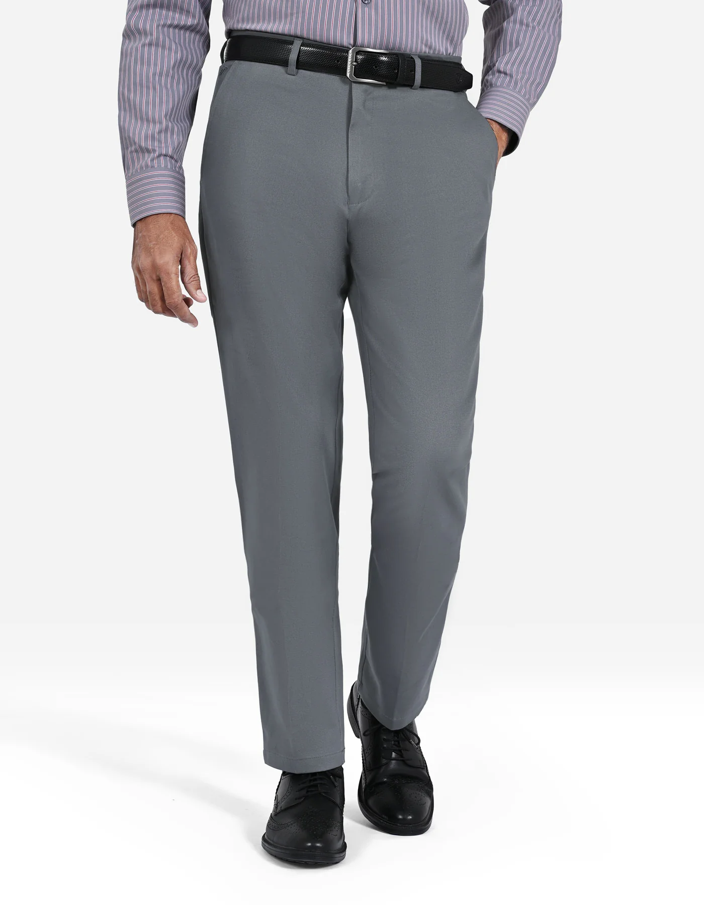 Grey Classic Fit Cotton Trouser